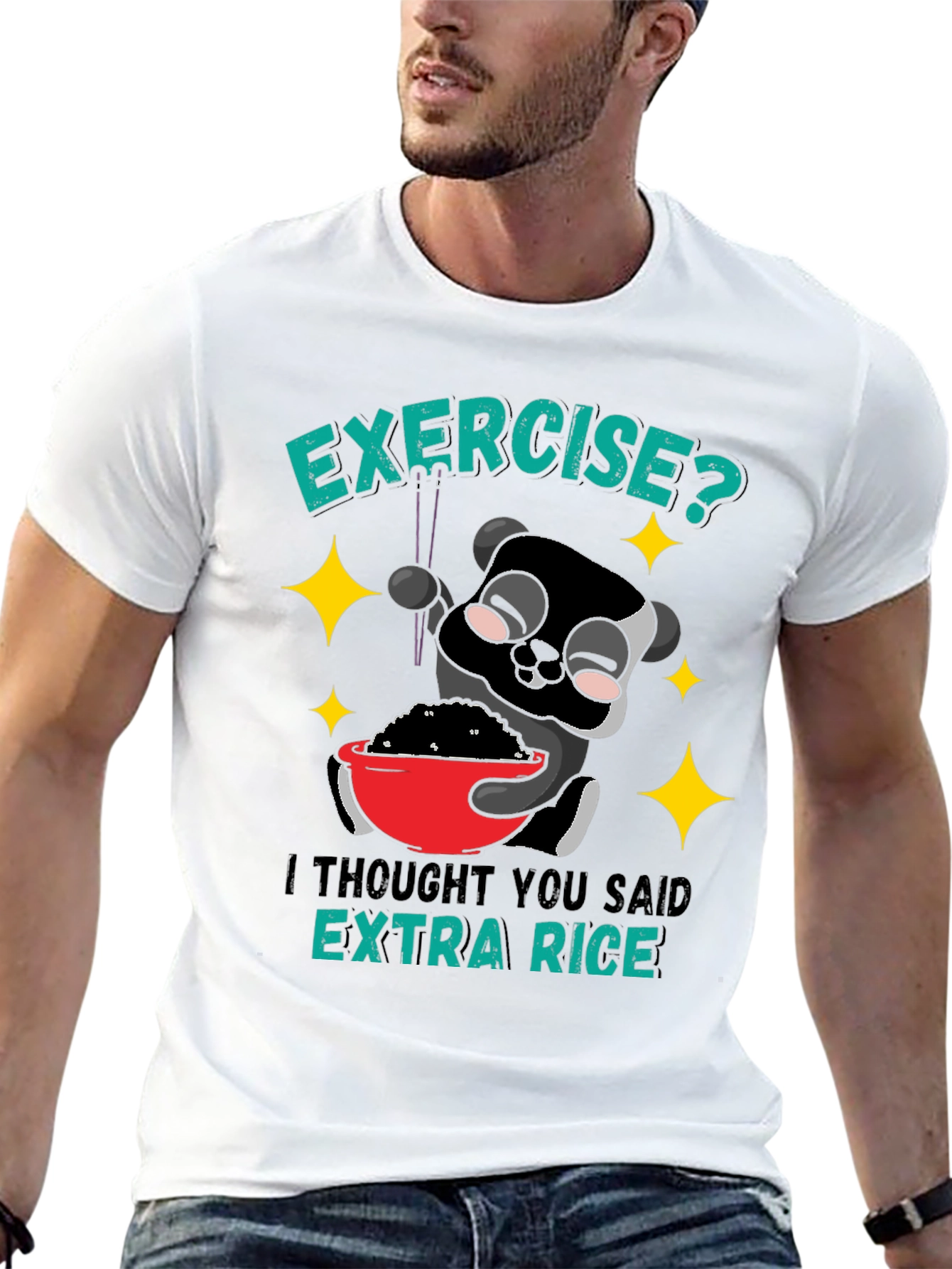 Funny Panda Extra Rice Graphic T-Shirt