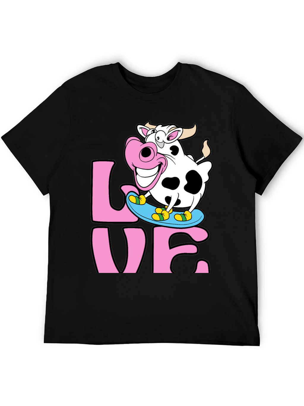 Skateboarding Cow Graphic Tee - Love Dairy Funny