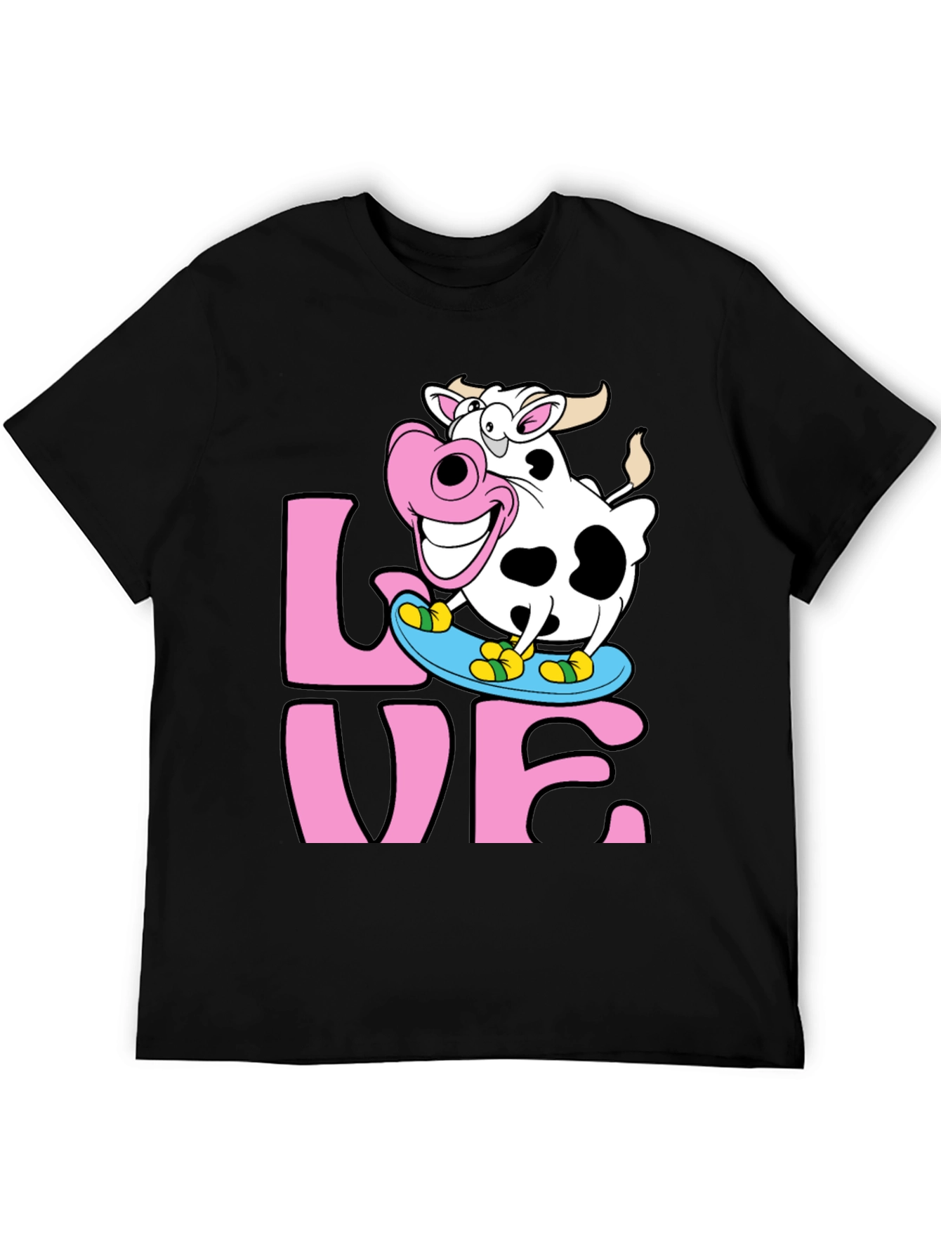 Skateboarding Cow Graphic Tee - Love Dairy Funny