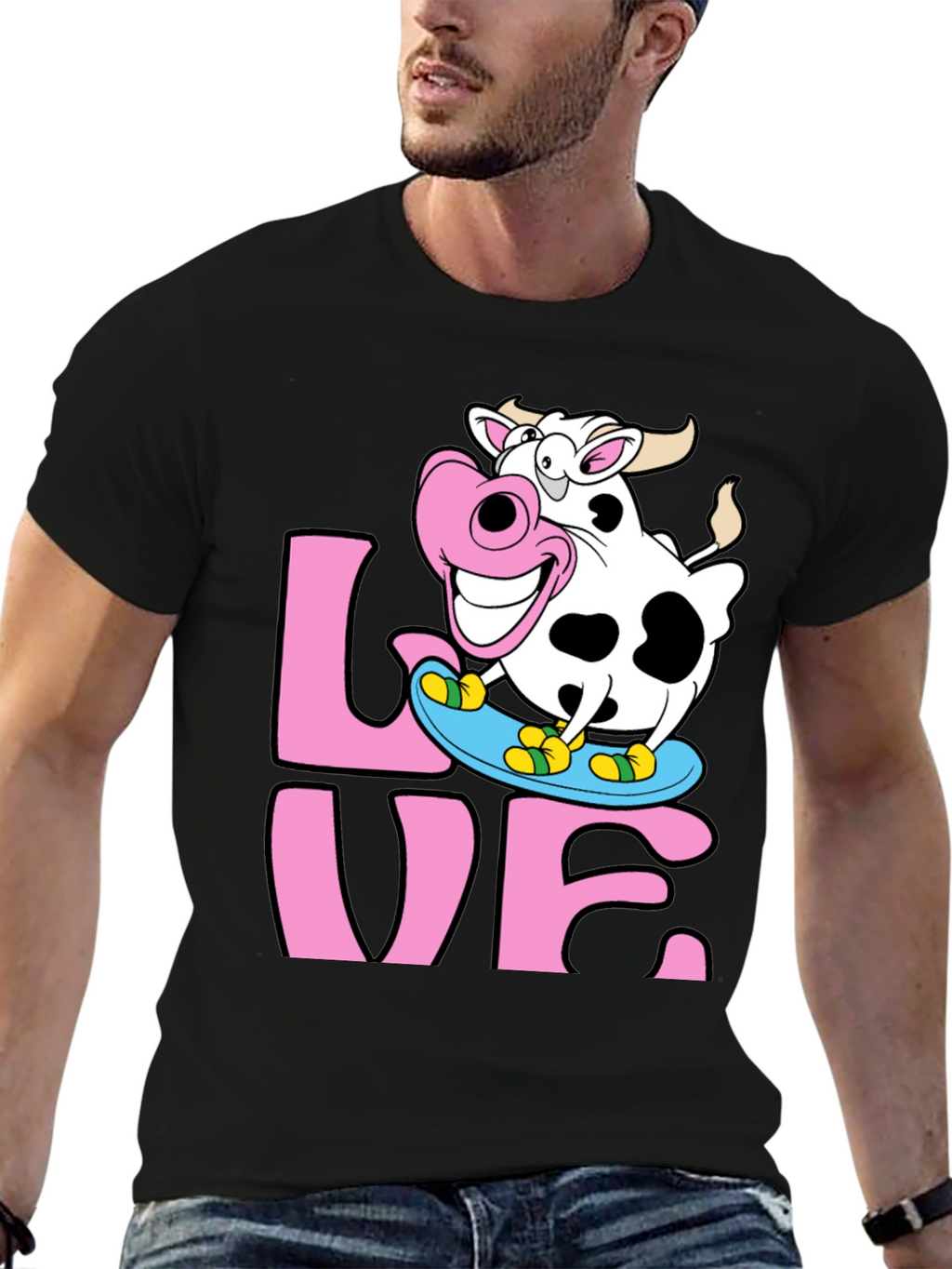 Skateboarding Cow Graphic Tee - Love Dairy Funny