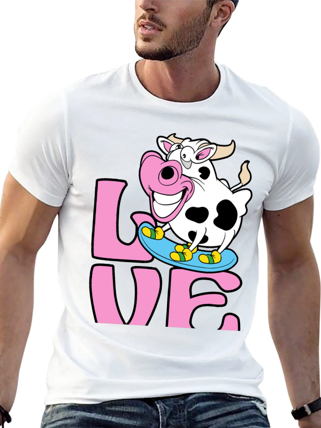Skateboarding Cow Graphic Tee - Love Dairy Funny