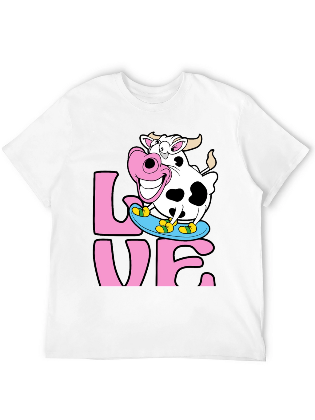 Skateboarding Cow Graphic Tee - Love Dairy Funny