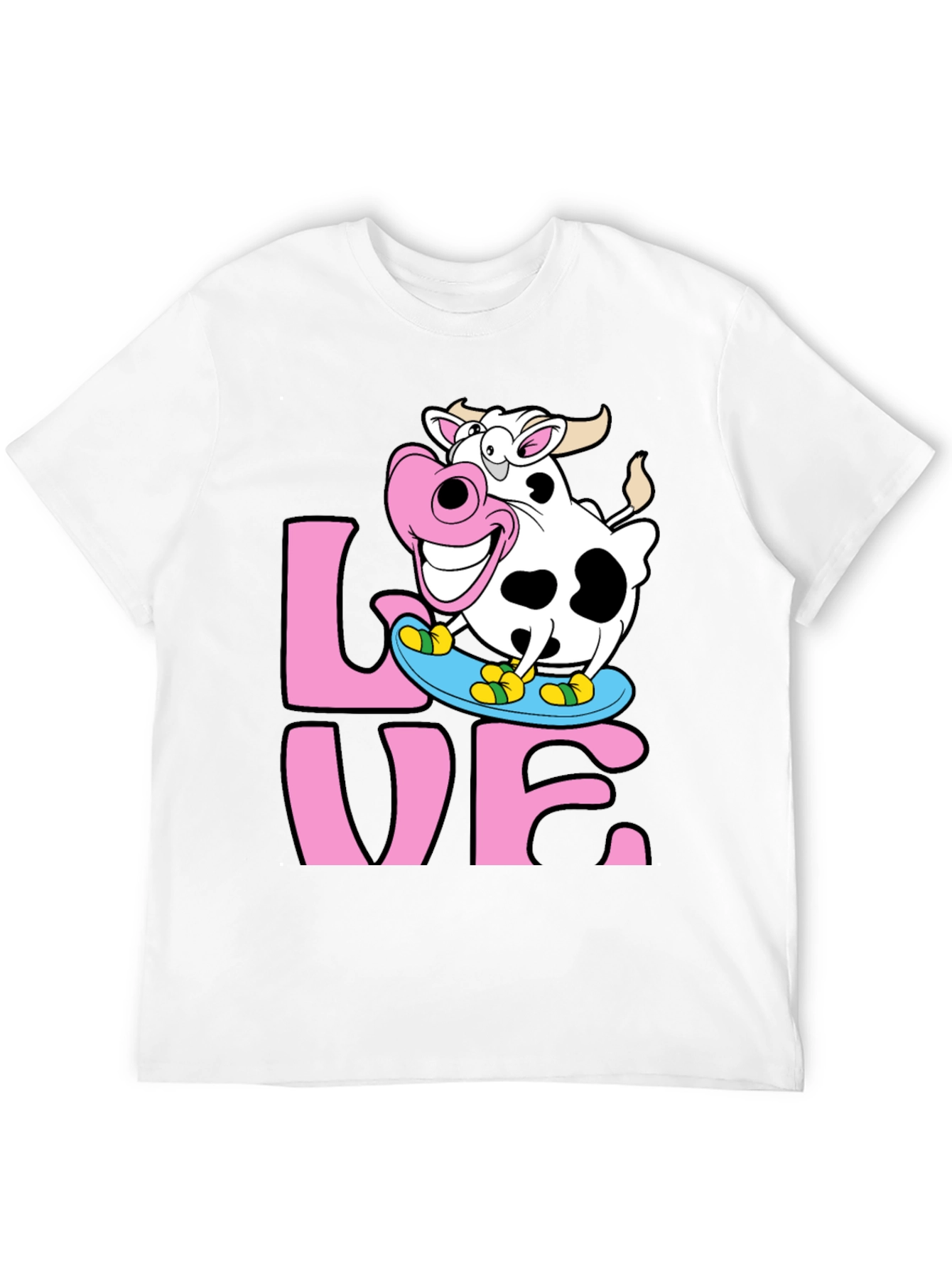 Skateboarding Cow Graphic Tee - Love Dairy Funny