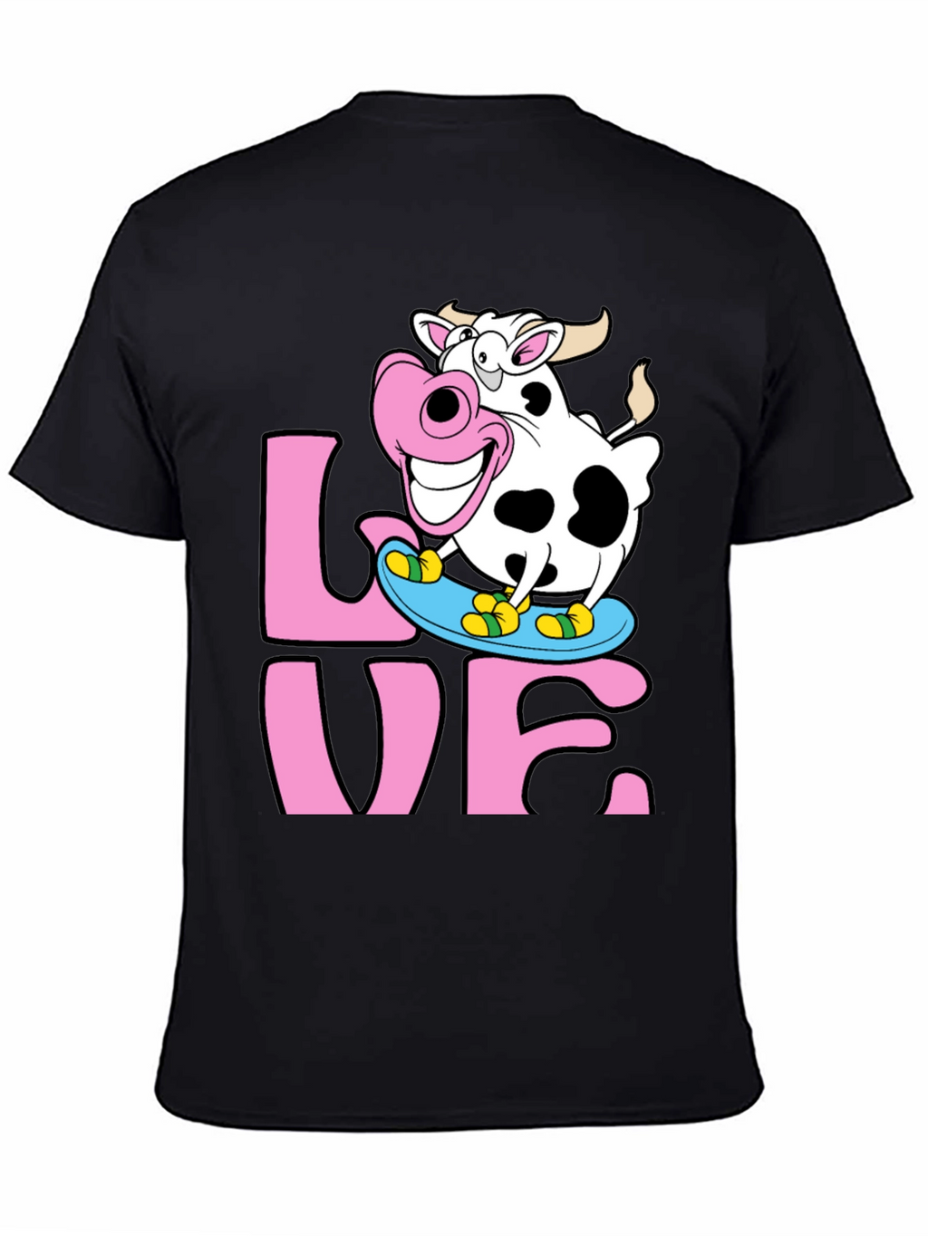 Skateboarding Cow Graphic Tee - Love Dairy Funny