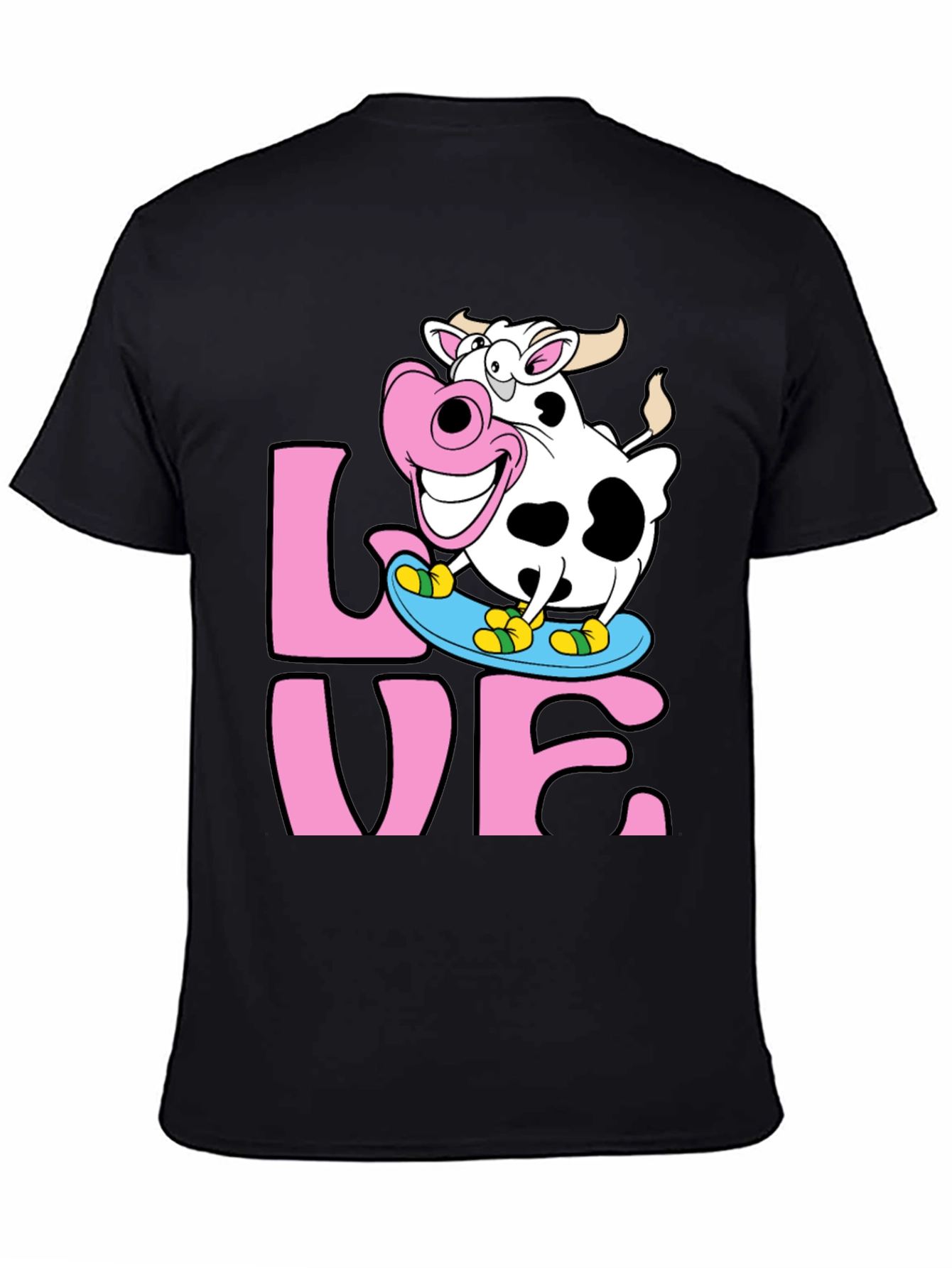 Skateboarding Cow Graphic Tee - Love Dairy Funny