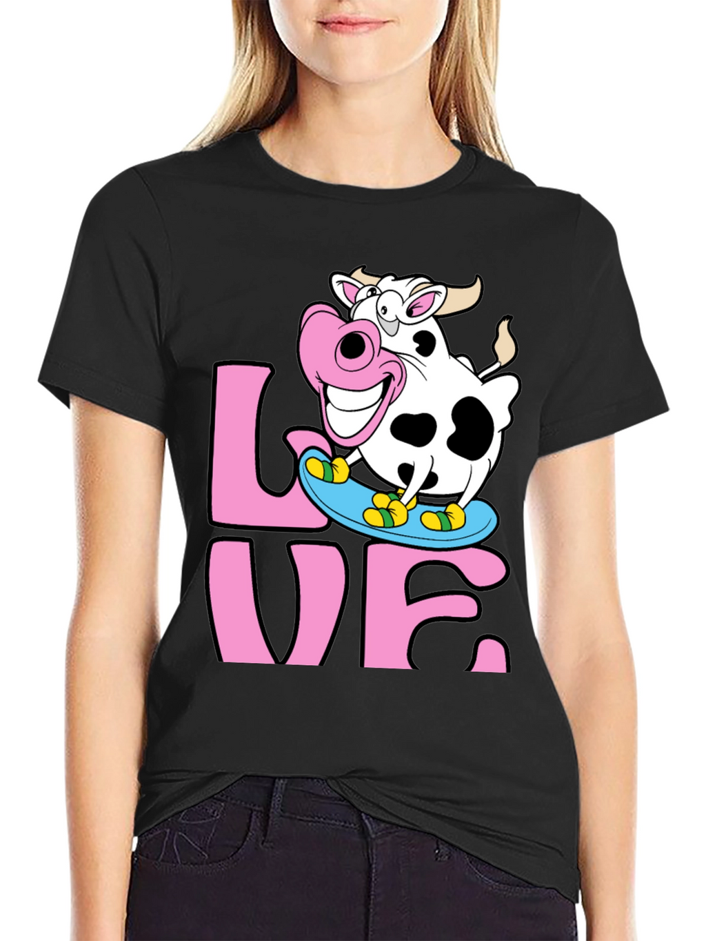Skateboarding Cow Graphic Tee - Love Dairy Funny