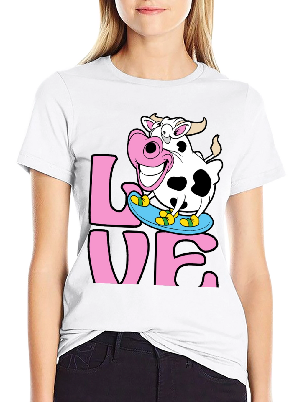 Skateboarding Cow Graphic Tee - Love Dairy Funny