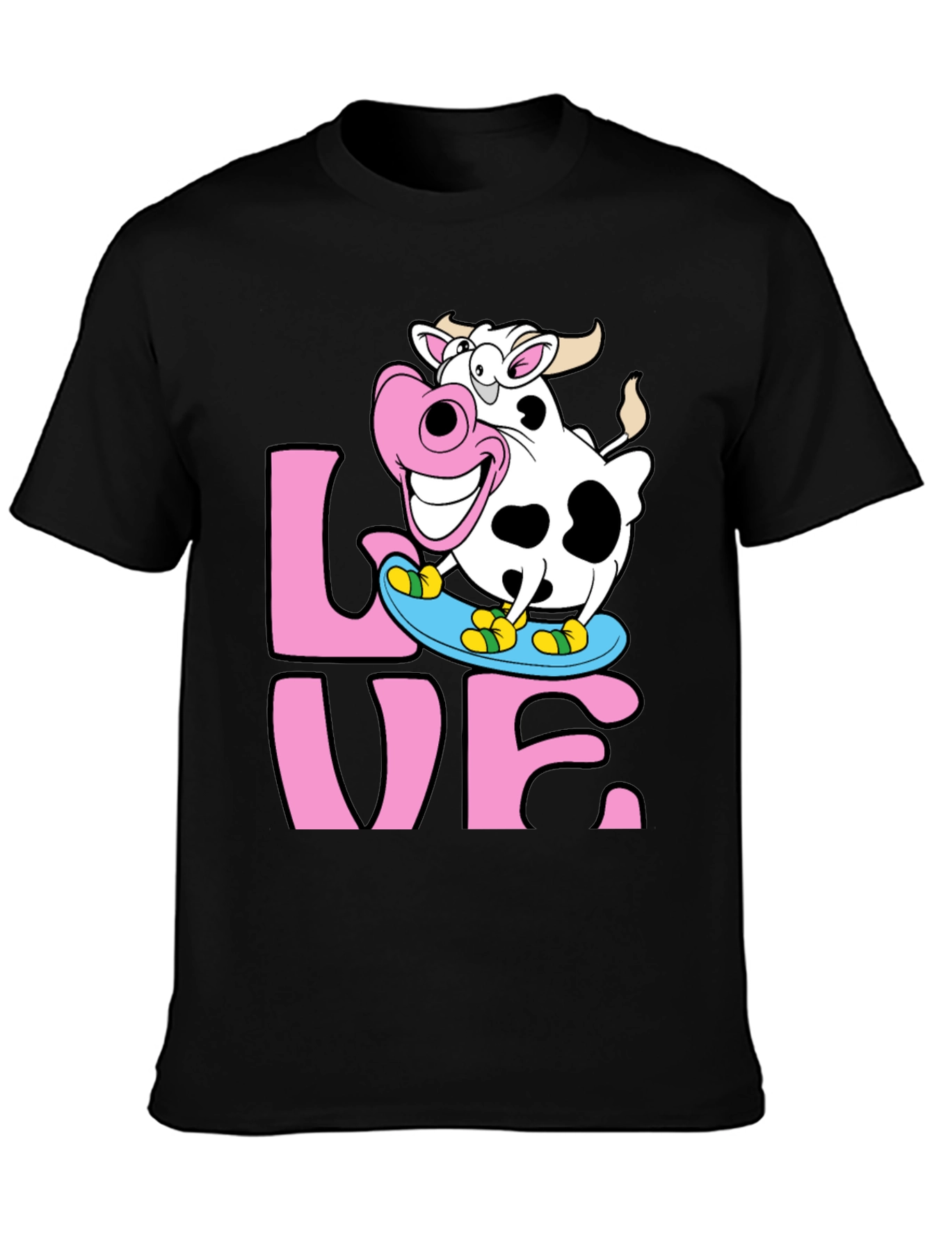 Skateboarding Cow Graphic Tee - Love Dairy Funny