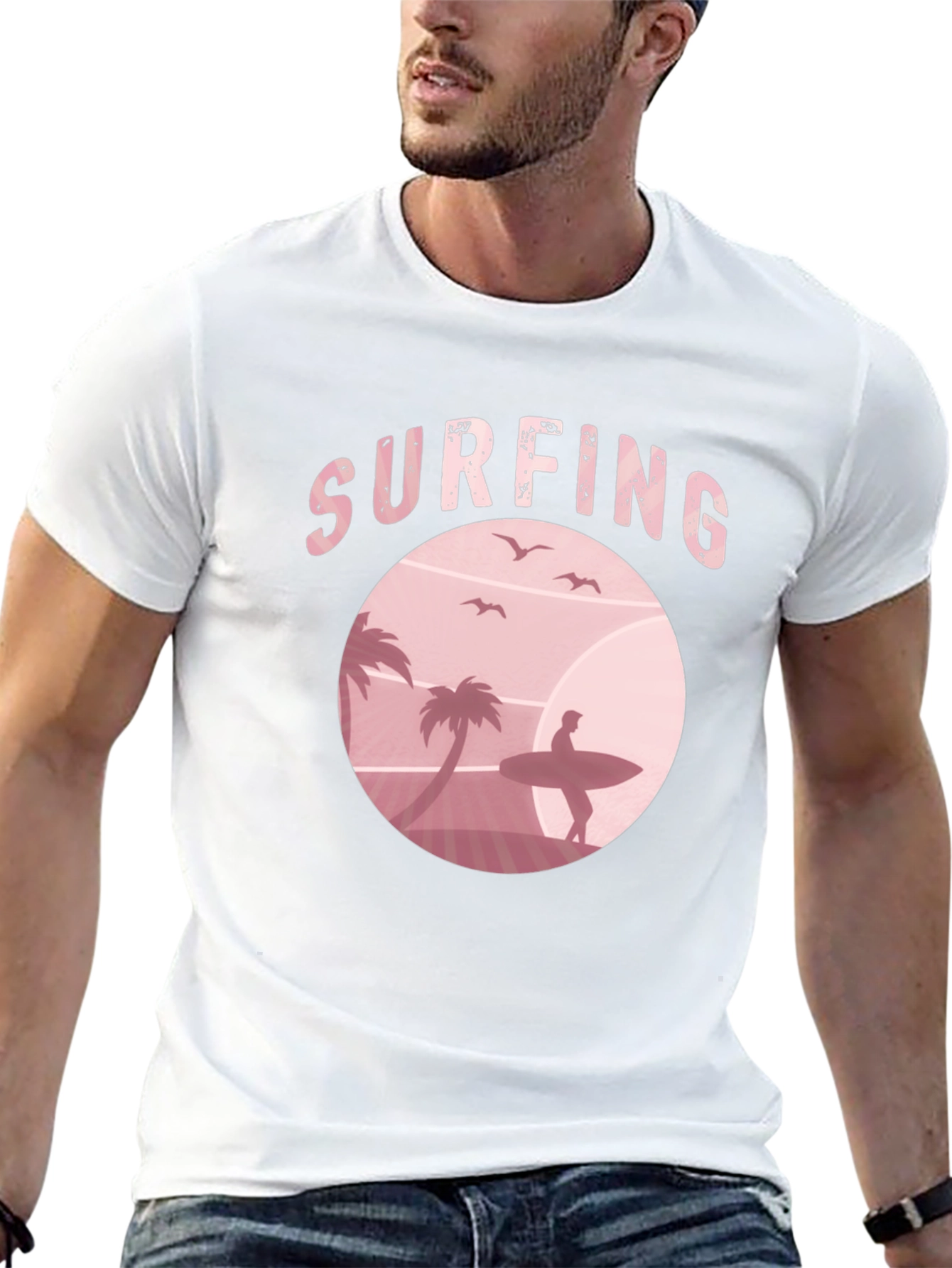 Surfing T-Shirt Retro Sunset Beach Design