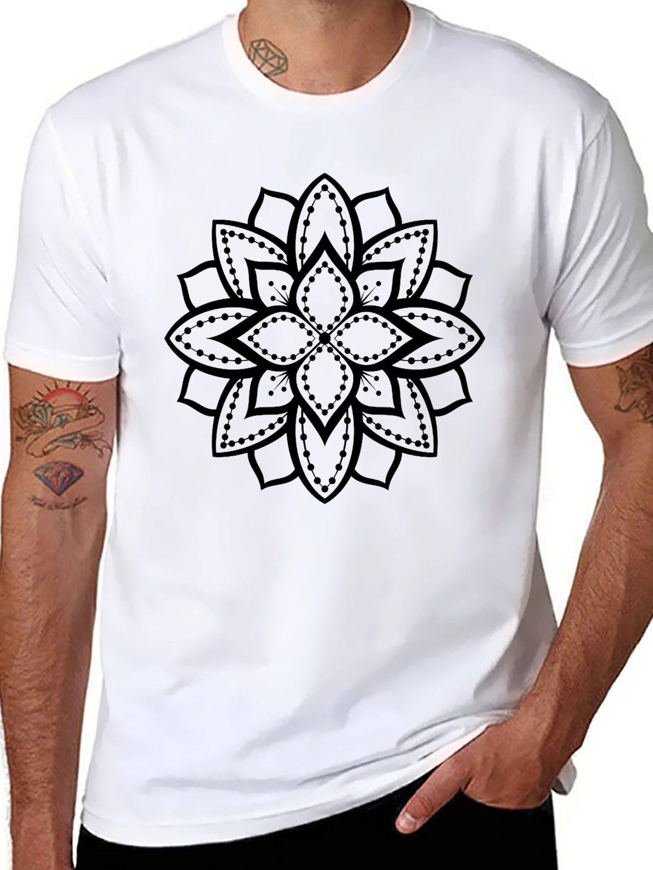 Black Mandala Graphic Tee - Stylish Unisex Cotton T-Shirt