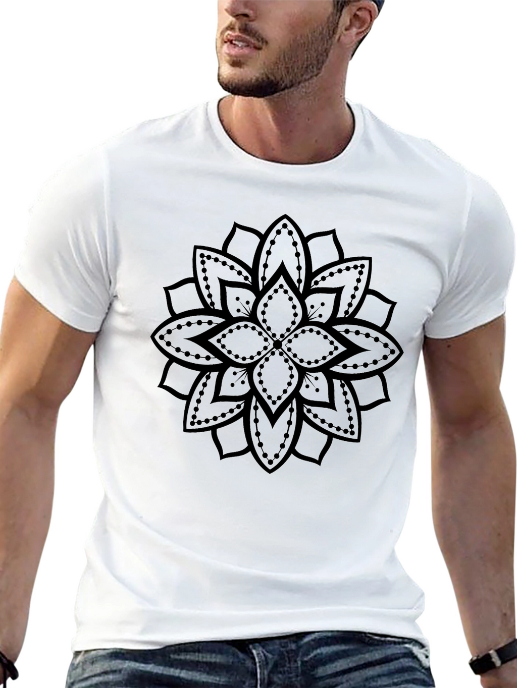 Black Mandala Graphic Tee - Stylish Unisex Cotton T-Shirt