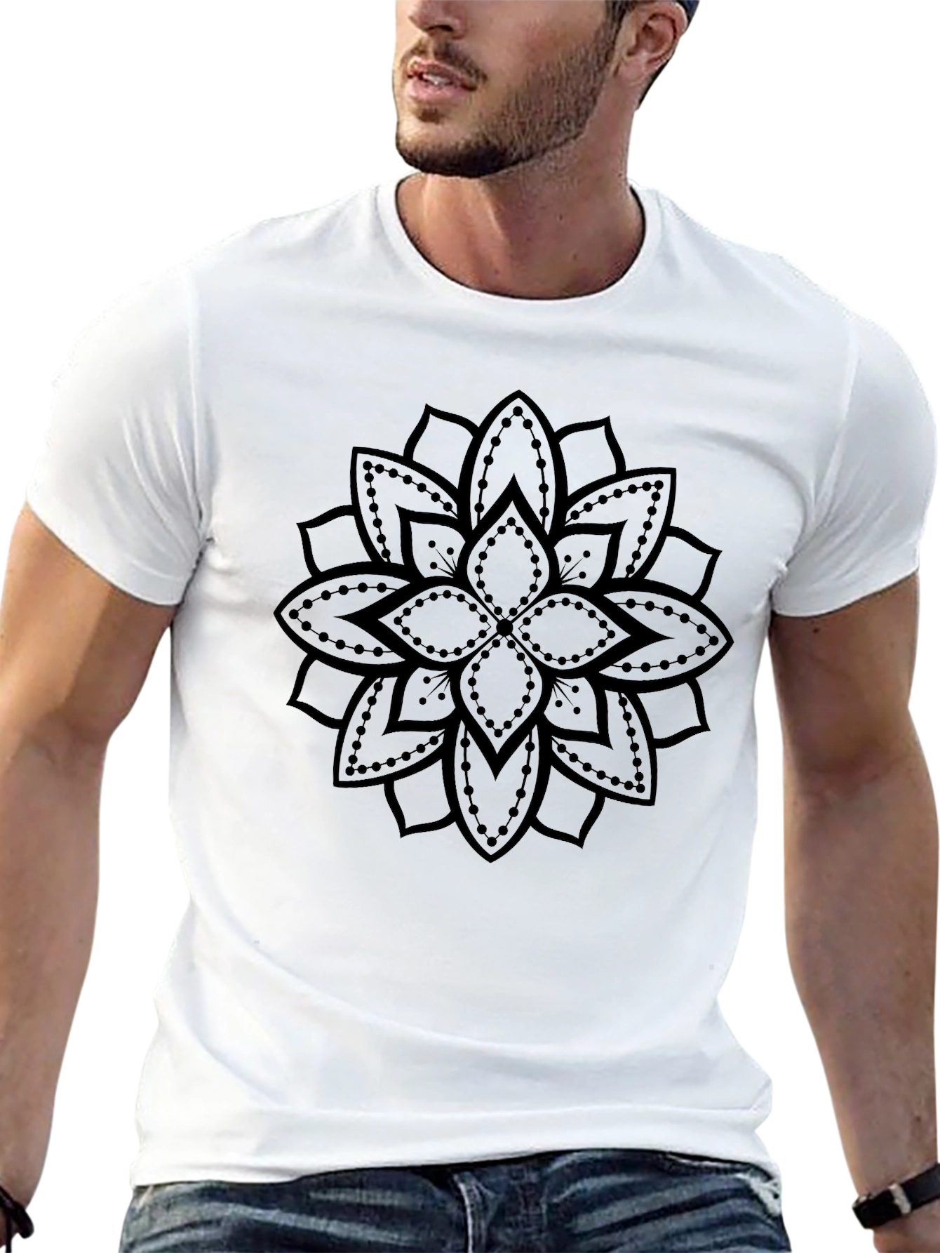 Black Mandala Graphic Tee - Stylish Unisex Cotton T-Shirt