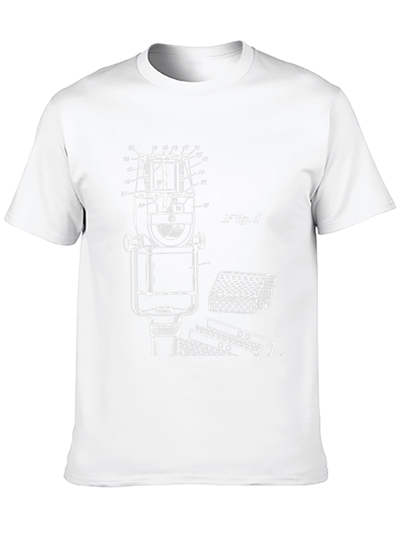 Vintage Microphone Blueprint Black T-Shirt