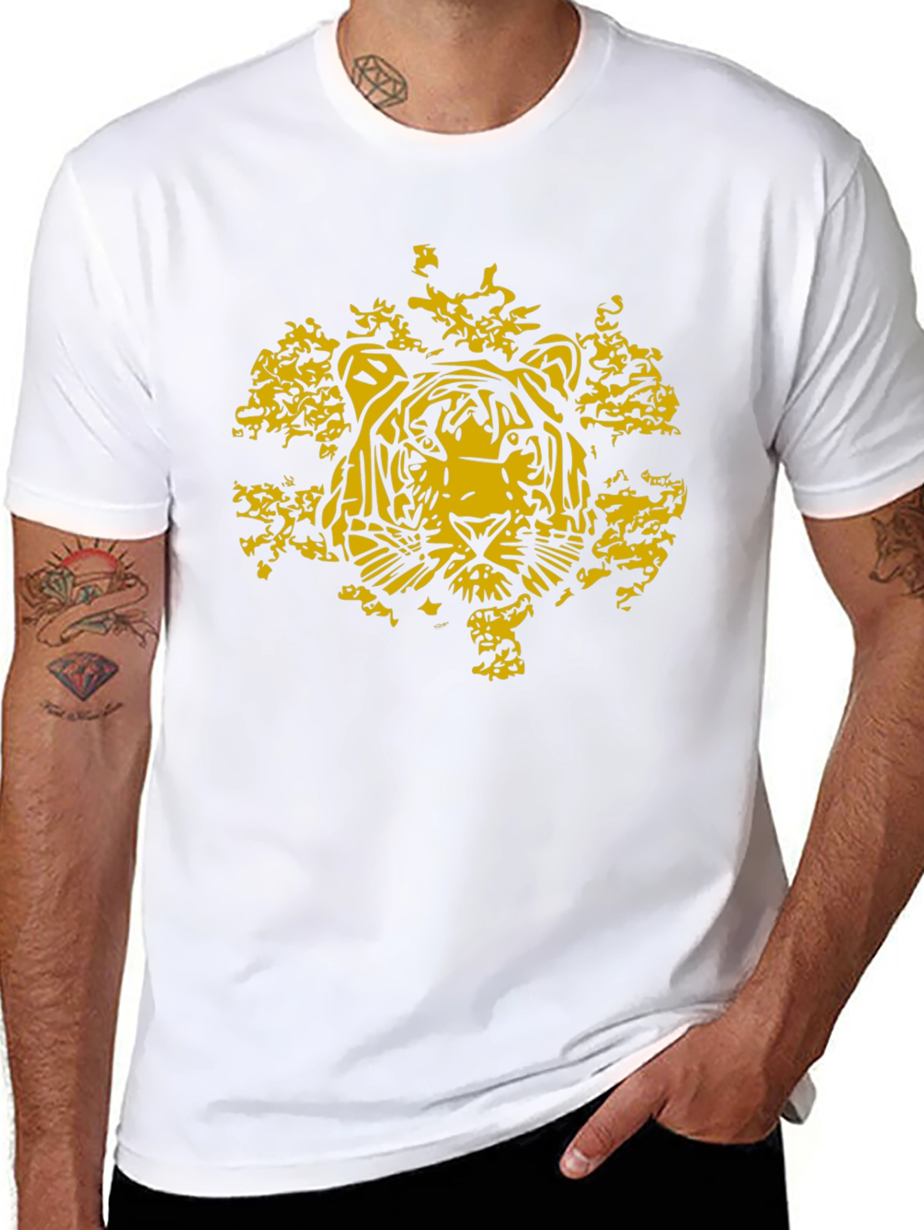 Tiger Graphic Tee - Stylish Mens Black T-Shirt
