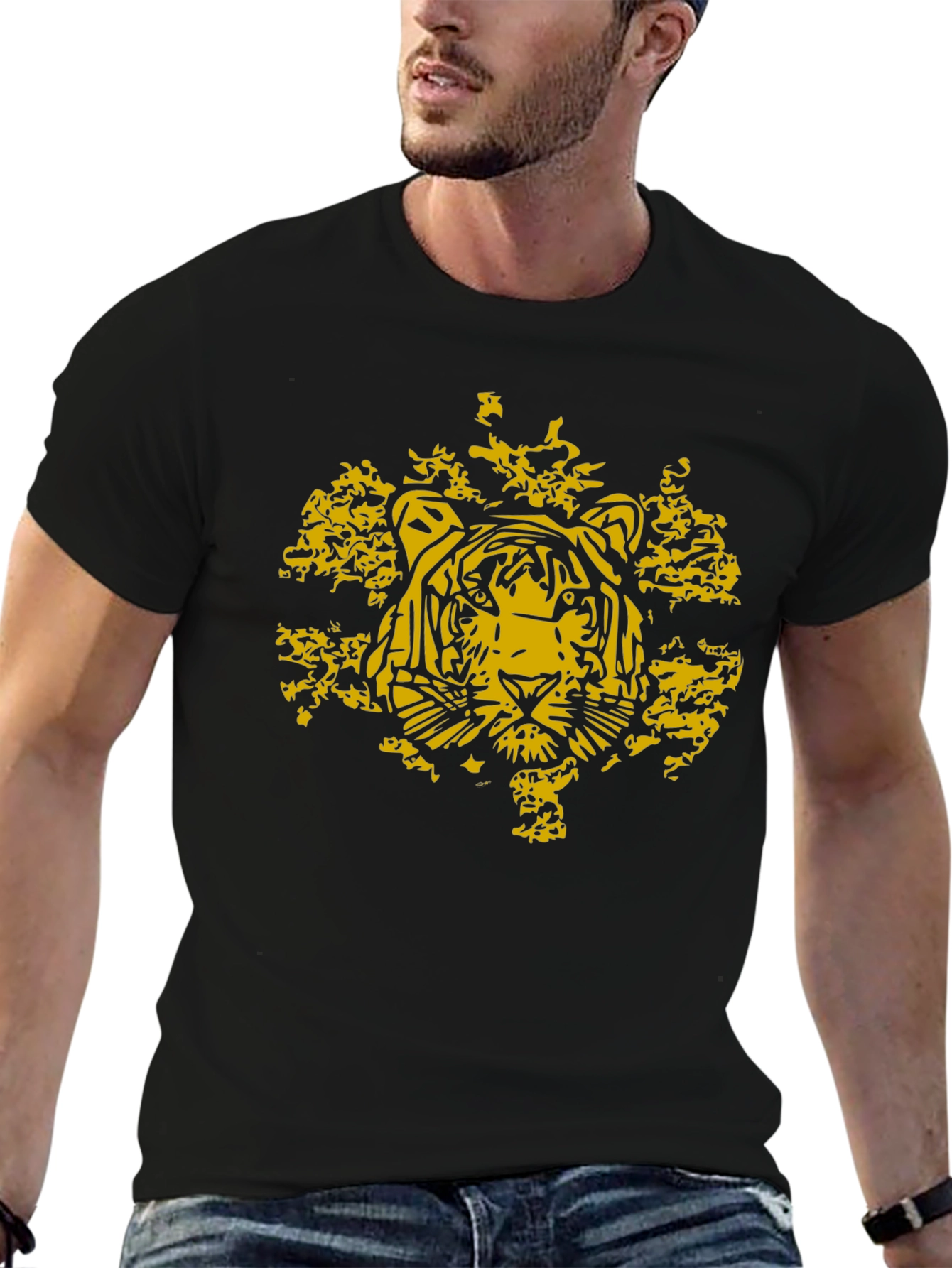 Tiger Graphic Tee - Stylish Mens Black T-Shirt