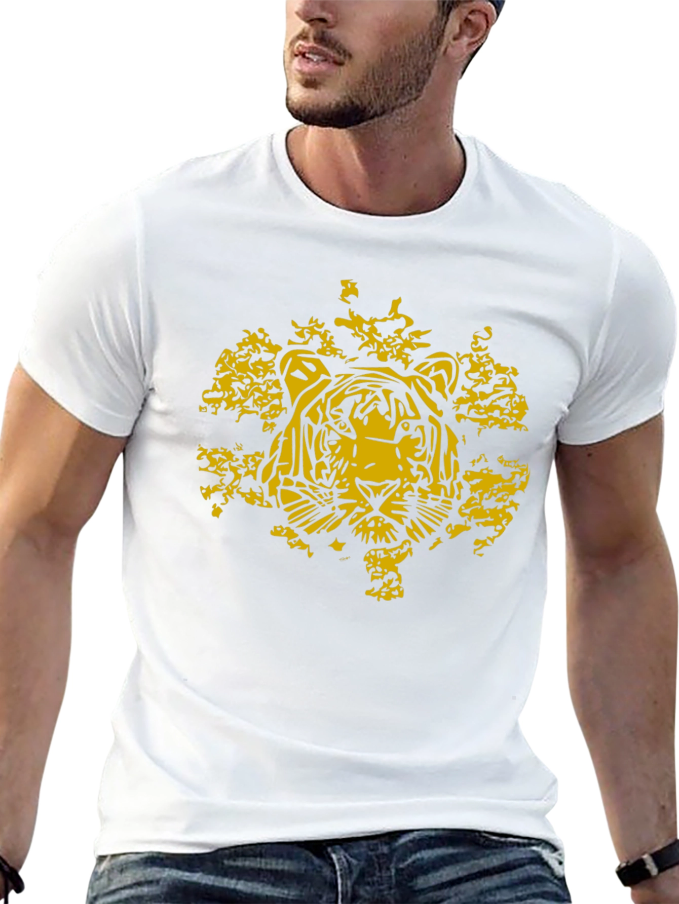 Tiger Graphic Tee - Stylish Mens Black T-Shirt