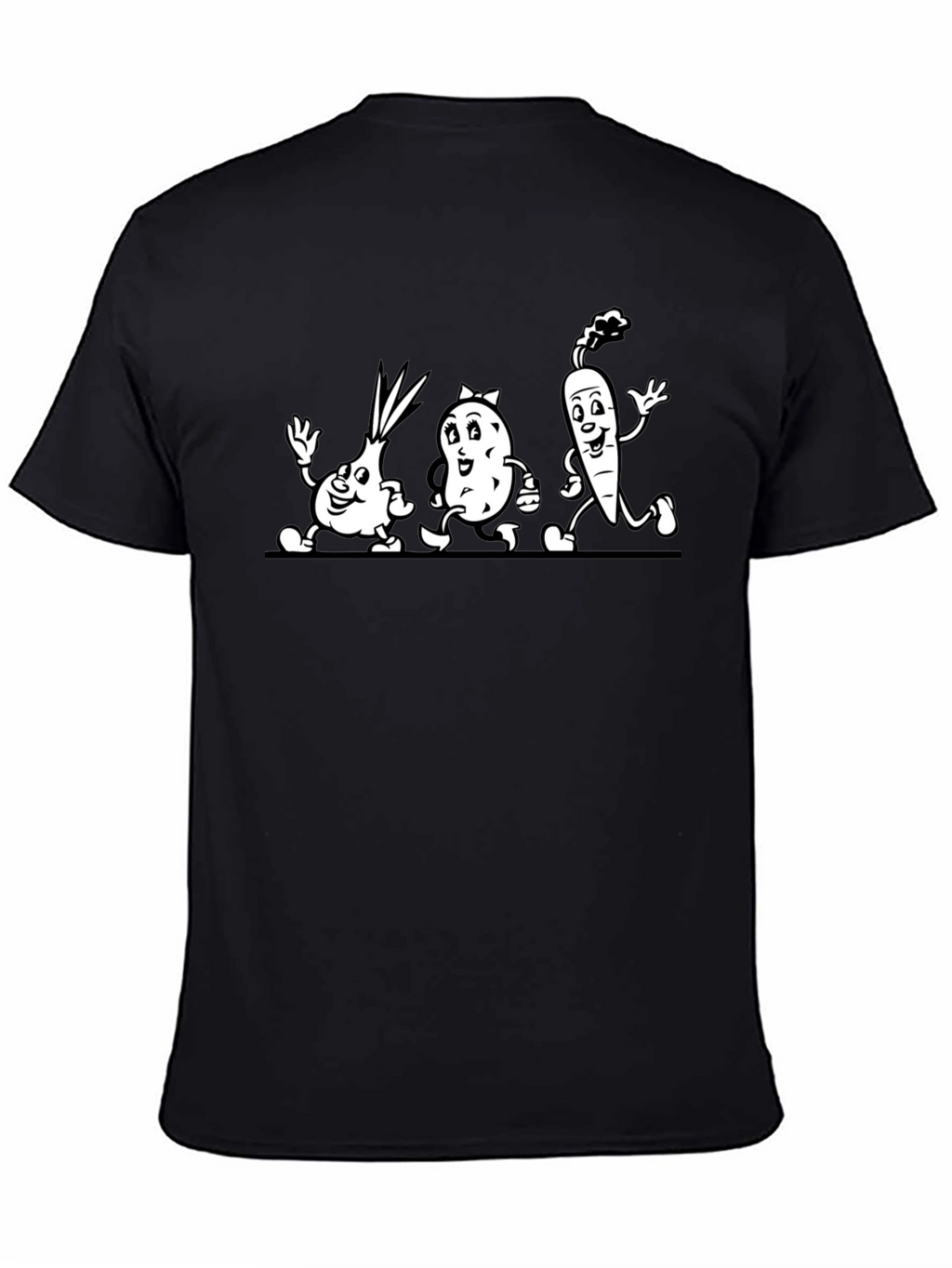 Cartoon Veggie Crew Black T-Shirt