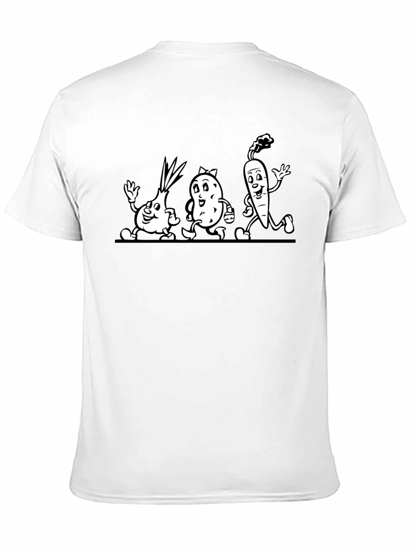 Cartoon Veggie Crew Black T-Shirt