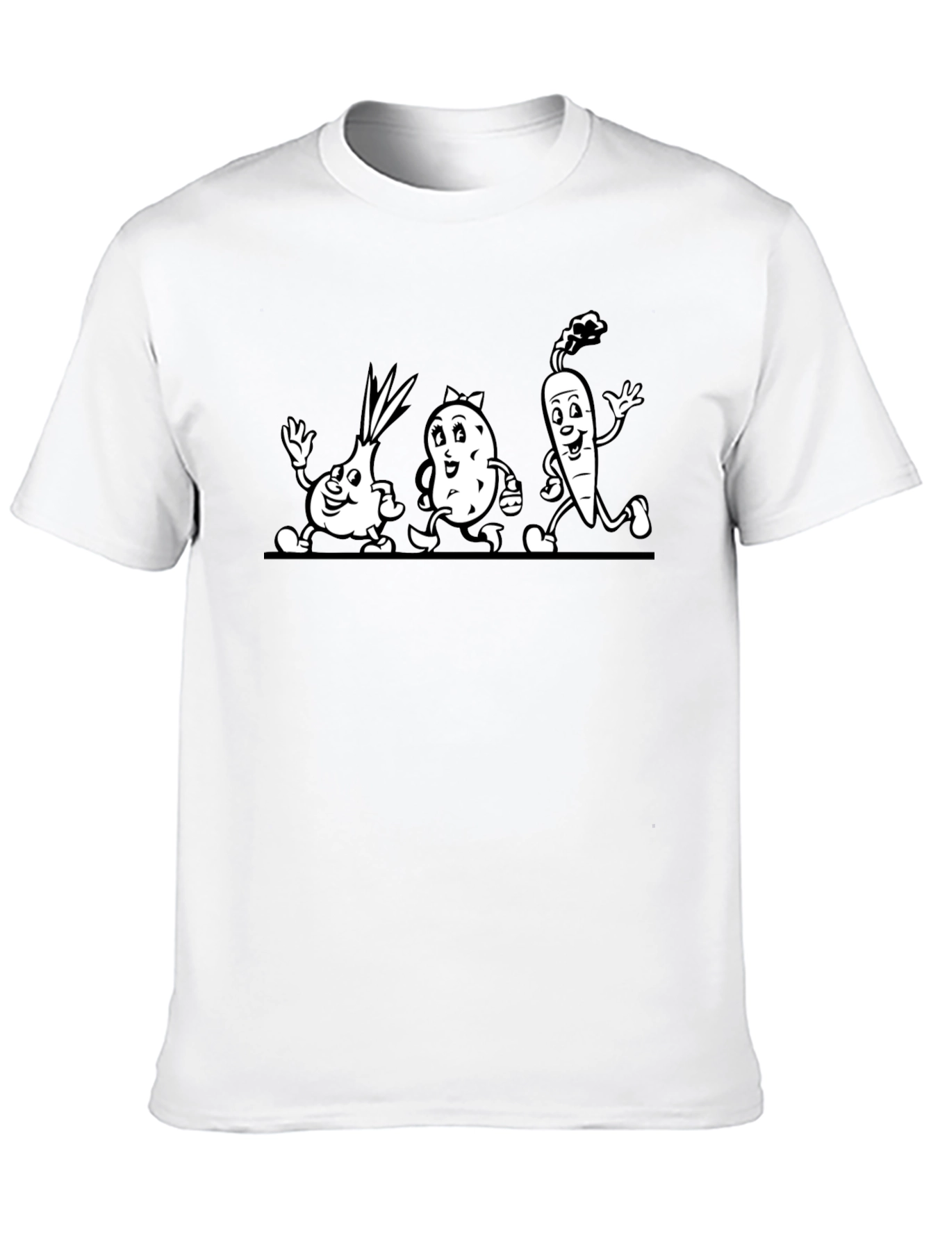 Cartoon Veggie Crew Black T-Shirt