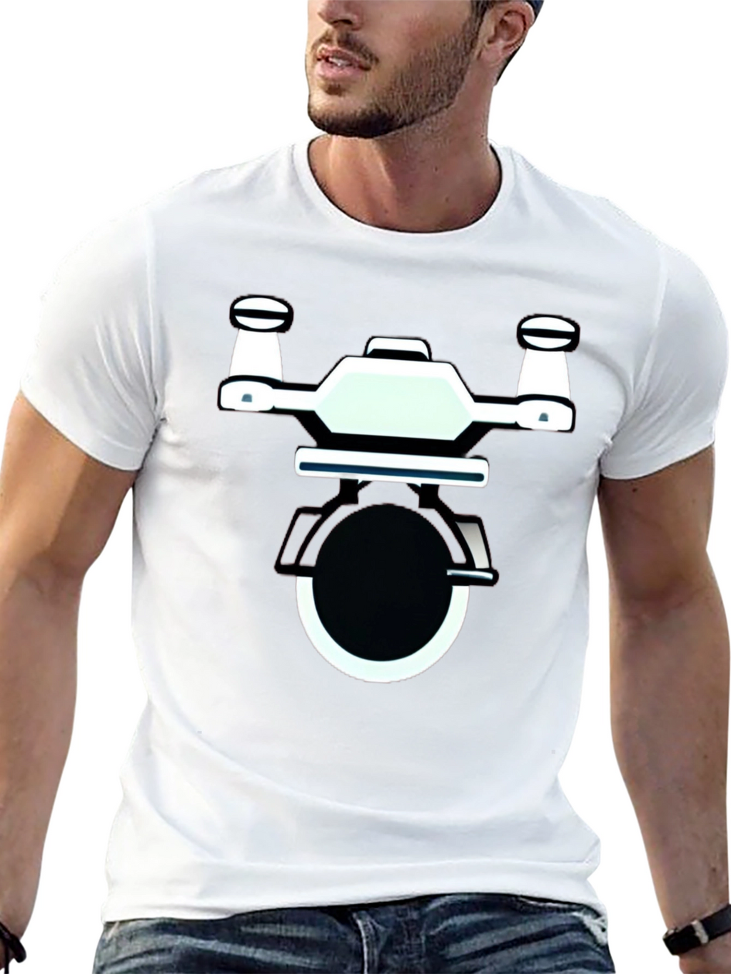 Drone Graphic Black T-Shirt | Modern Design