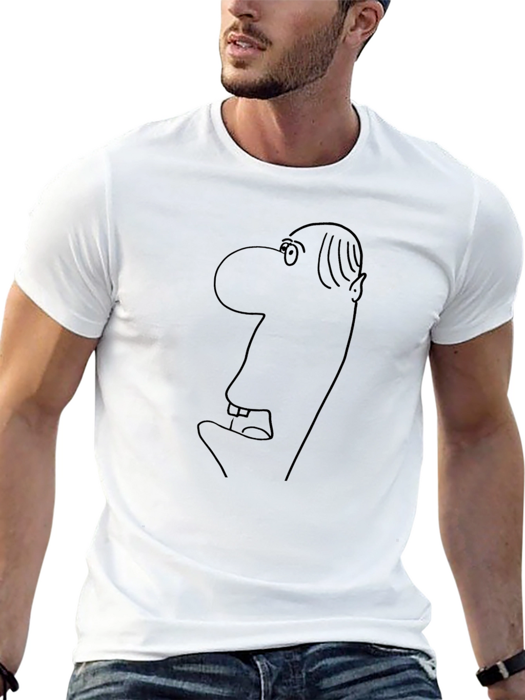 Abstract Face Outline Black T-Shirt
