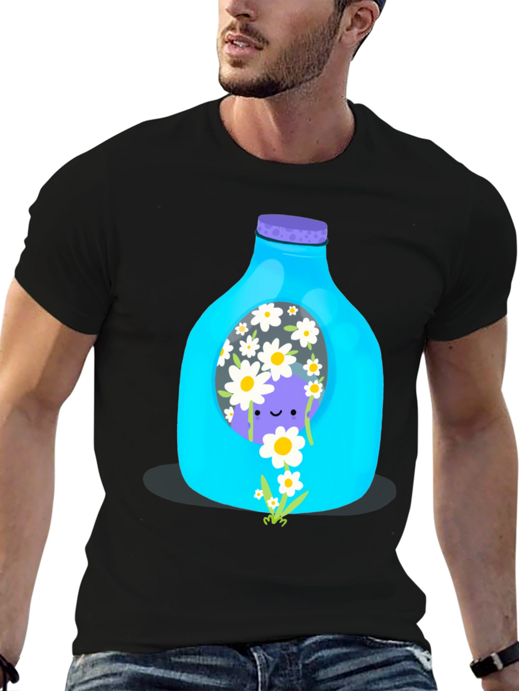 Cute Purple Character in Bottle Graphic Tee