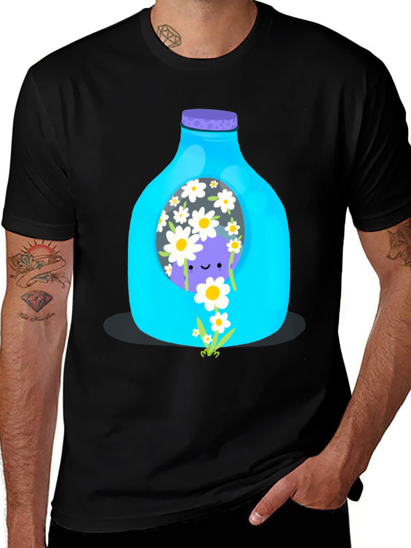 Cute Purple Character in Bottle Graphic Tee