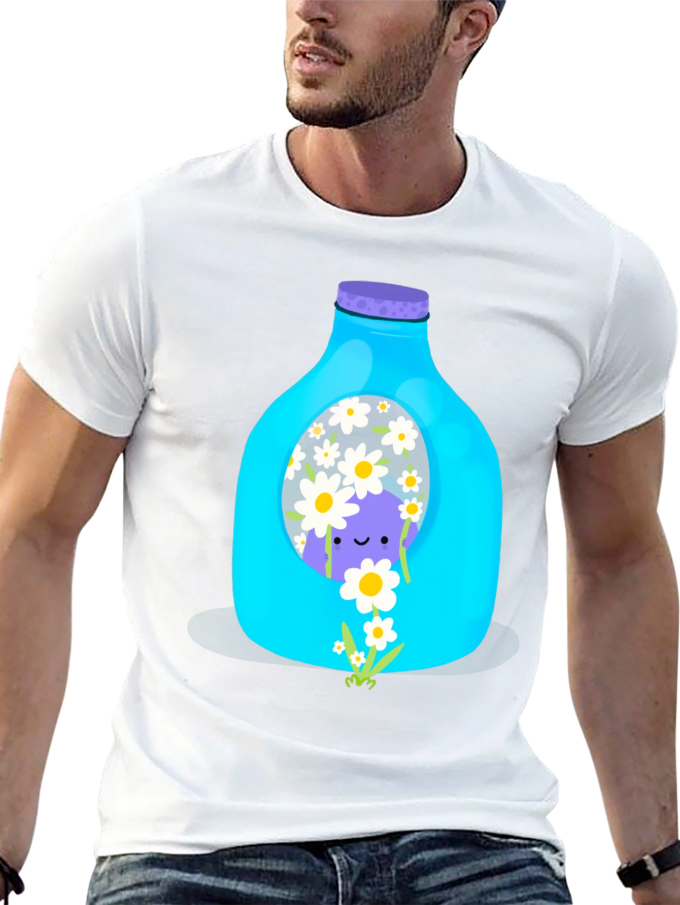 Cute Purple Character in Bottle Graphic Tee
