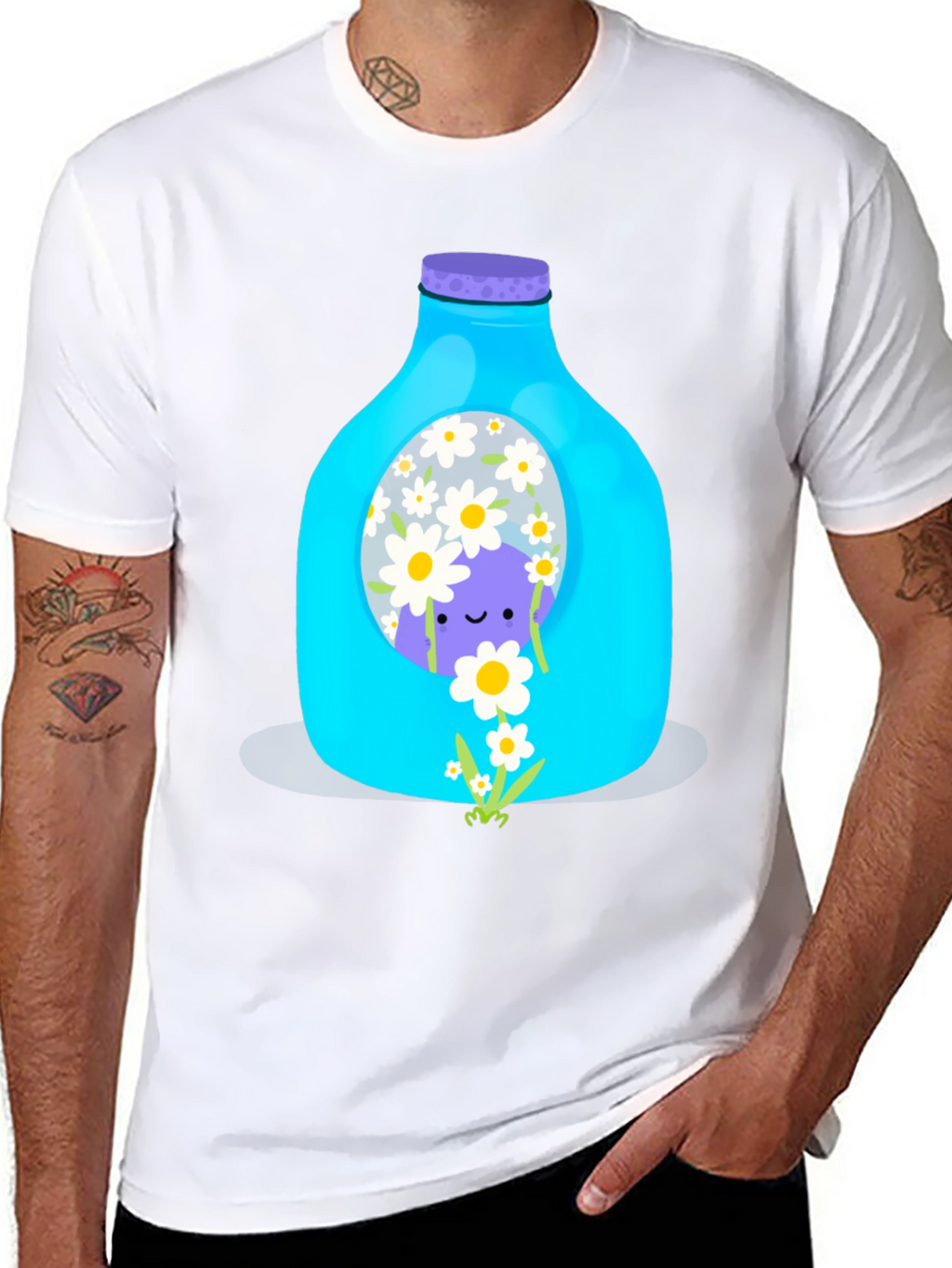 Cute Purple Character in Bottle Graphic Tee