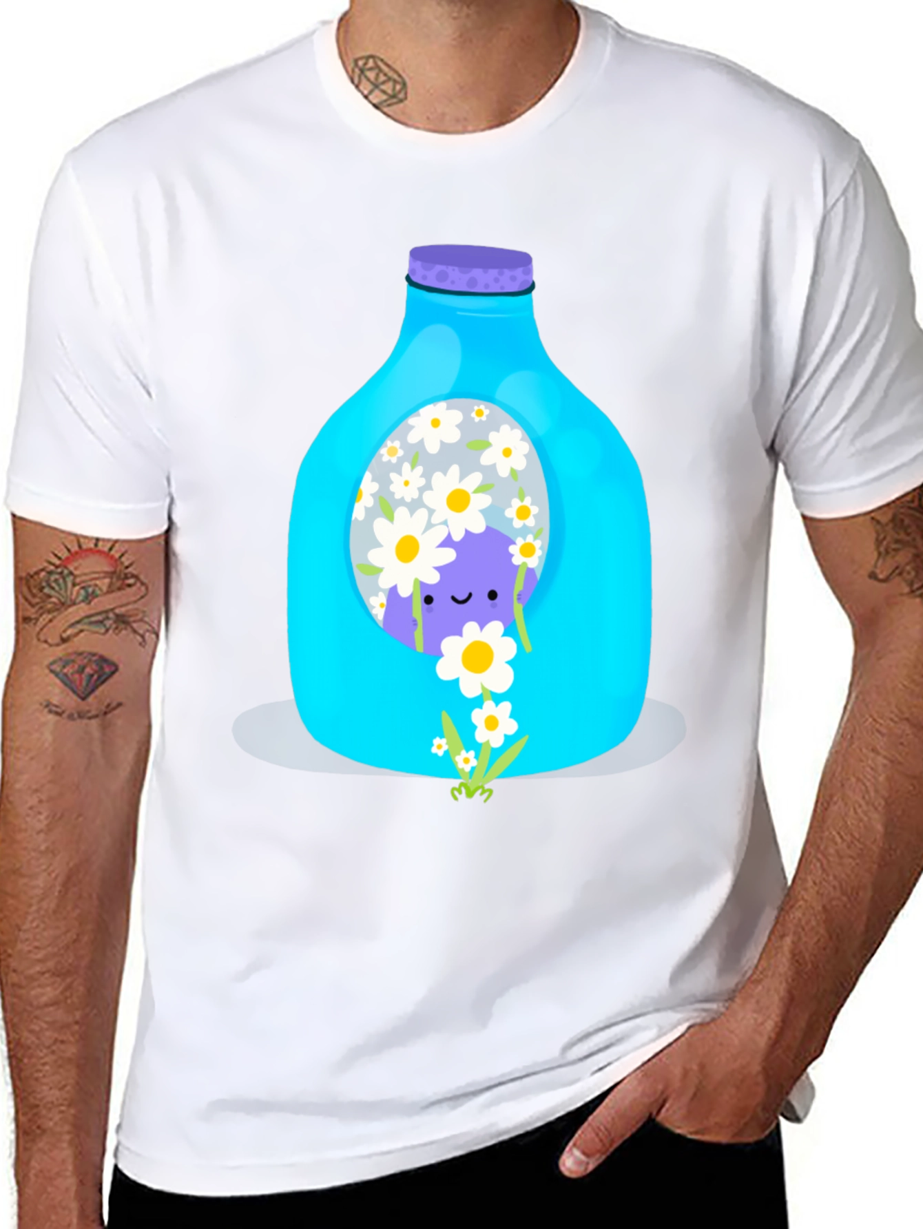 Cute Purple Character in Bottle Graphic Tee