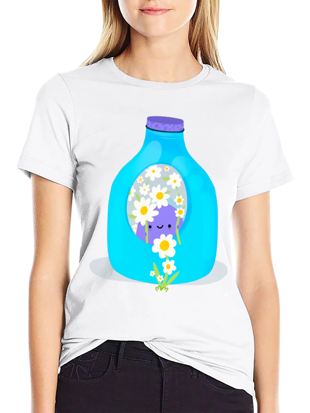 Cute Purple Character in Bottle Graphic Tee