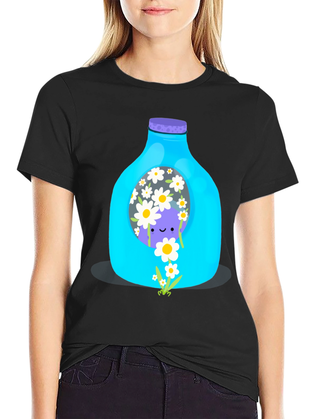 Cute Purple Character in Bottle Graphic Tee