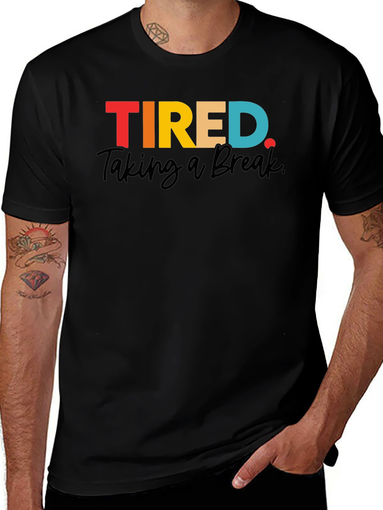 Tired Taking a Break Graphic Tee - Mens Black T-Shirt