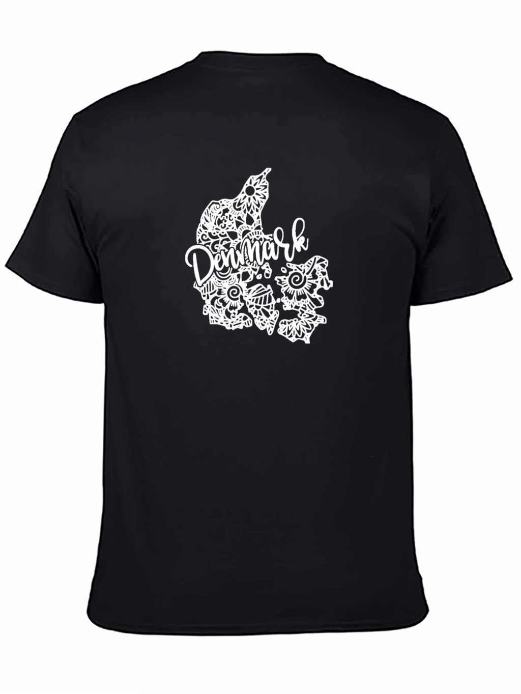 Denmark Floral Map Tee - Black Cotton T-Shirt