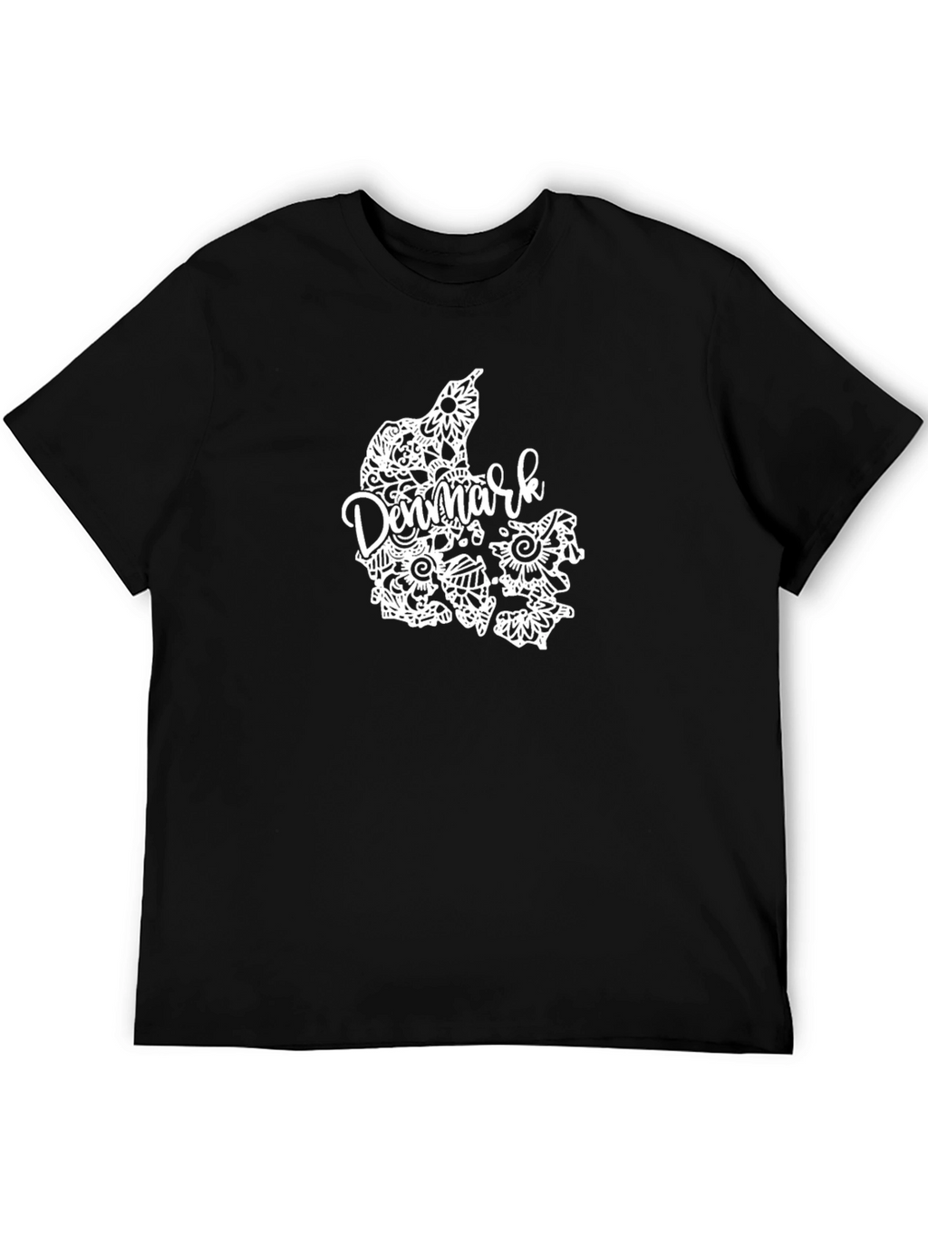 Denmark Floral Map Tee - Black Cotton T-Shirt