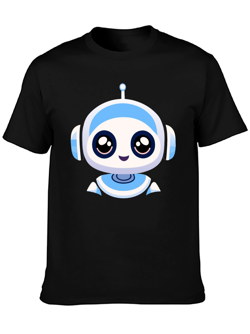 Cute Robot Graphic Black T-Shirt