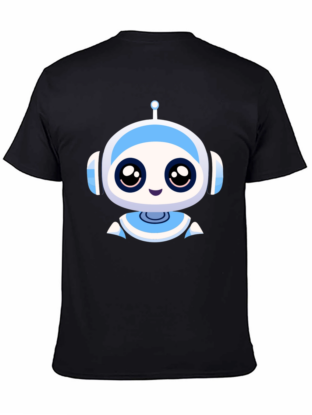Cute Robot Graphic Black T-Shirt