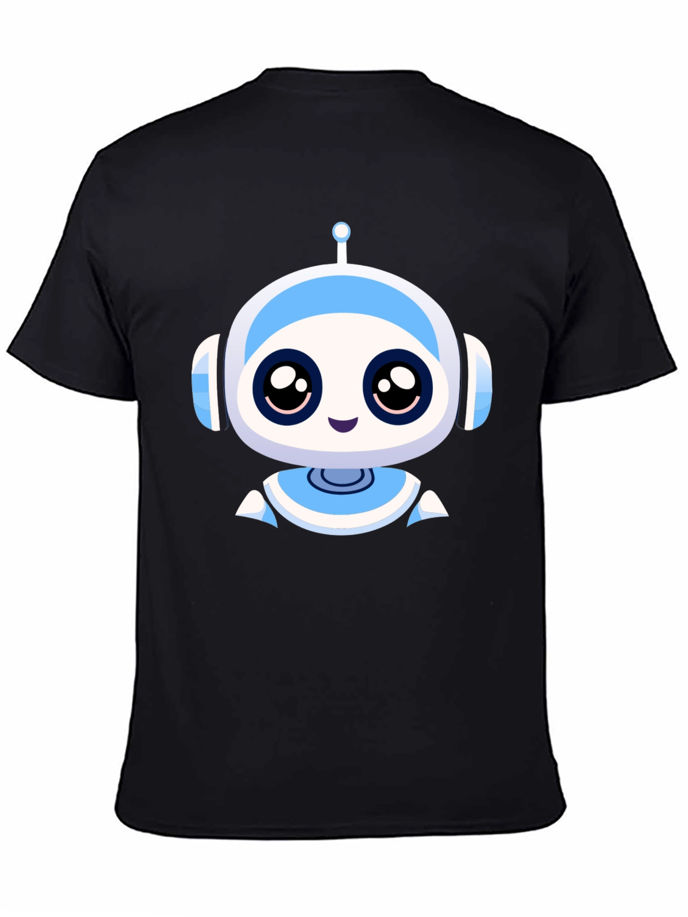Cute Robot Graphic Black T-Shirt