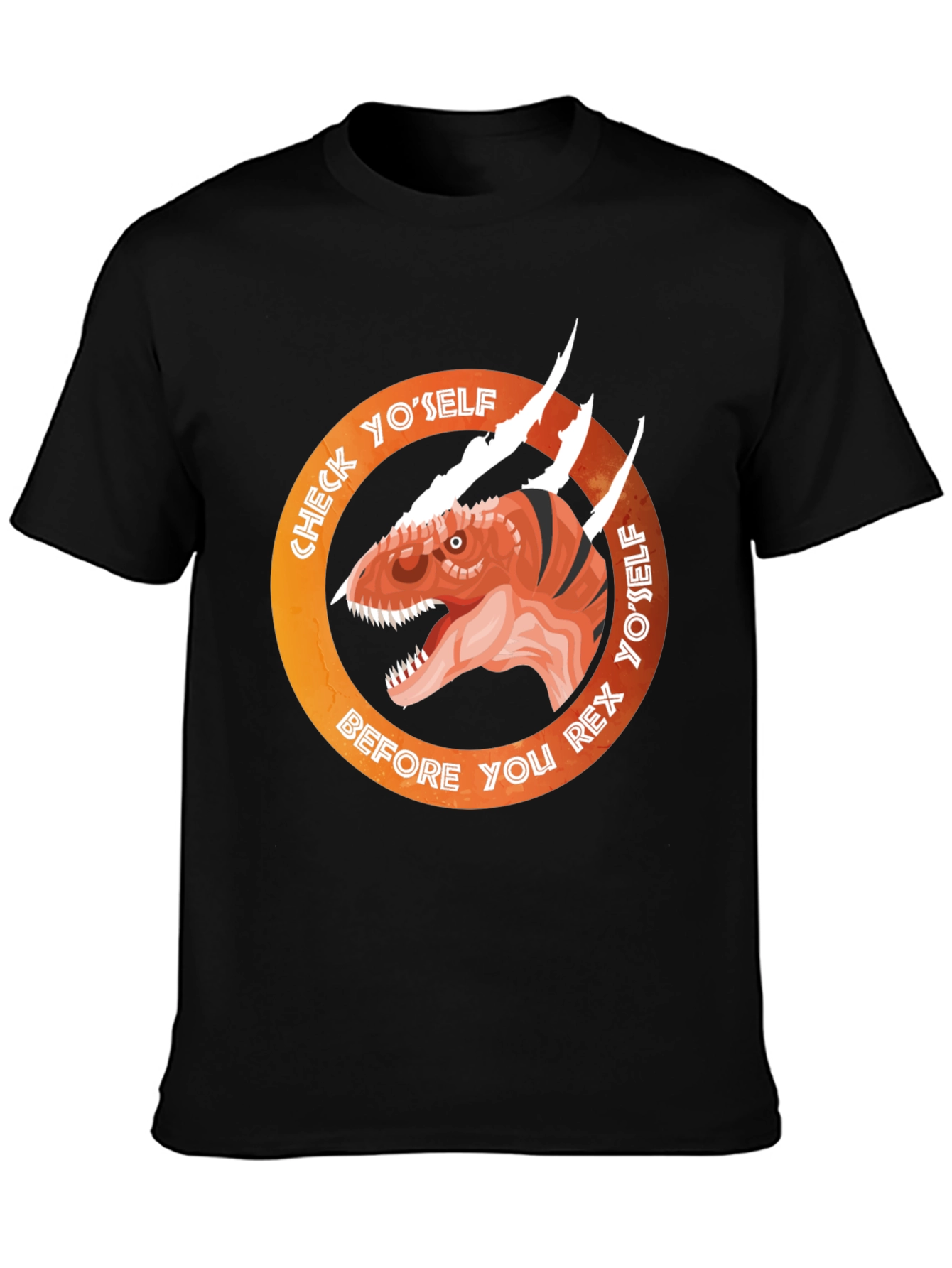 Check Yoself Rex Dinosaur Graphic Tee