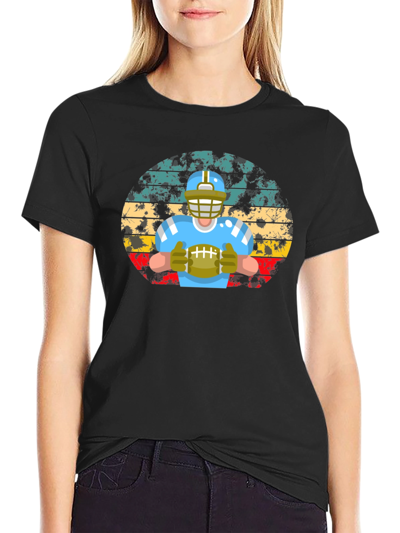 Vintage Football Player Graphic T-Shirt