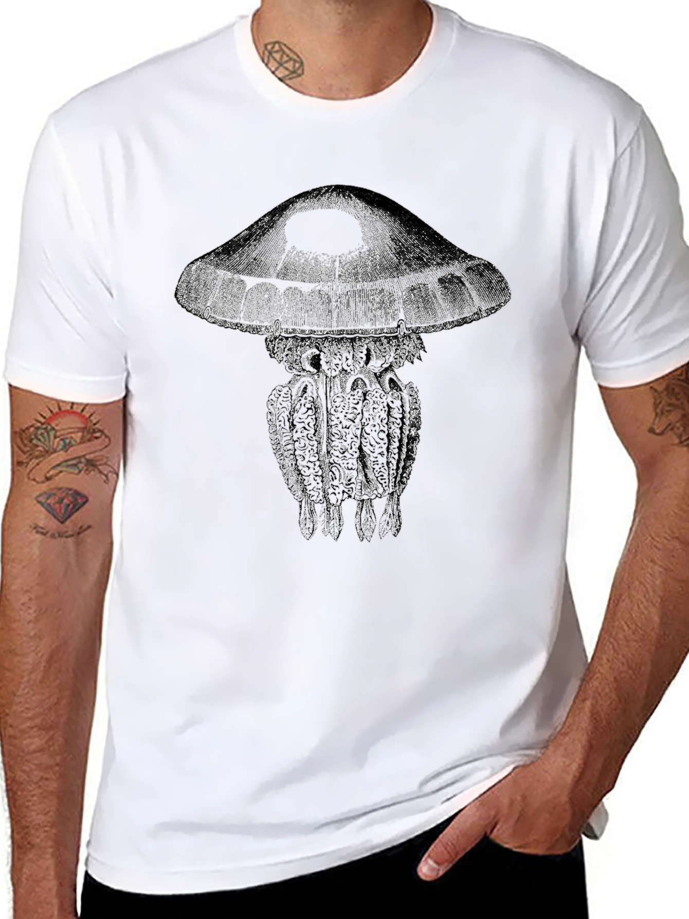 Jellyfish Graphic Black T-Shirt - Sea Life Tee