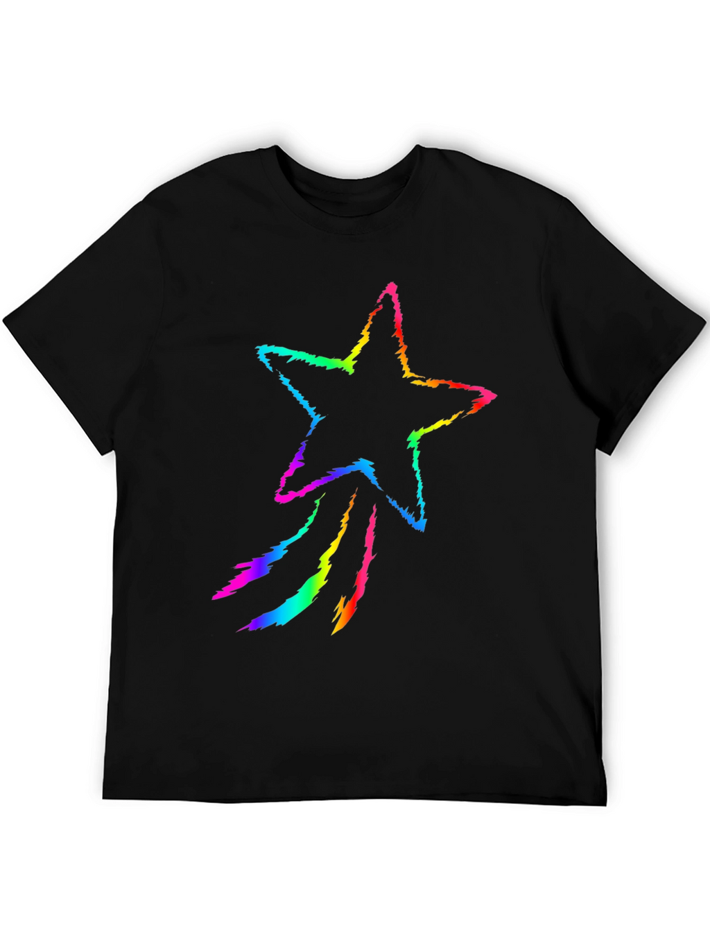 Rainbow Star Graphic Black T-Shirt