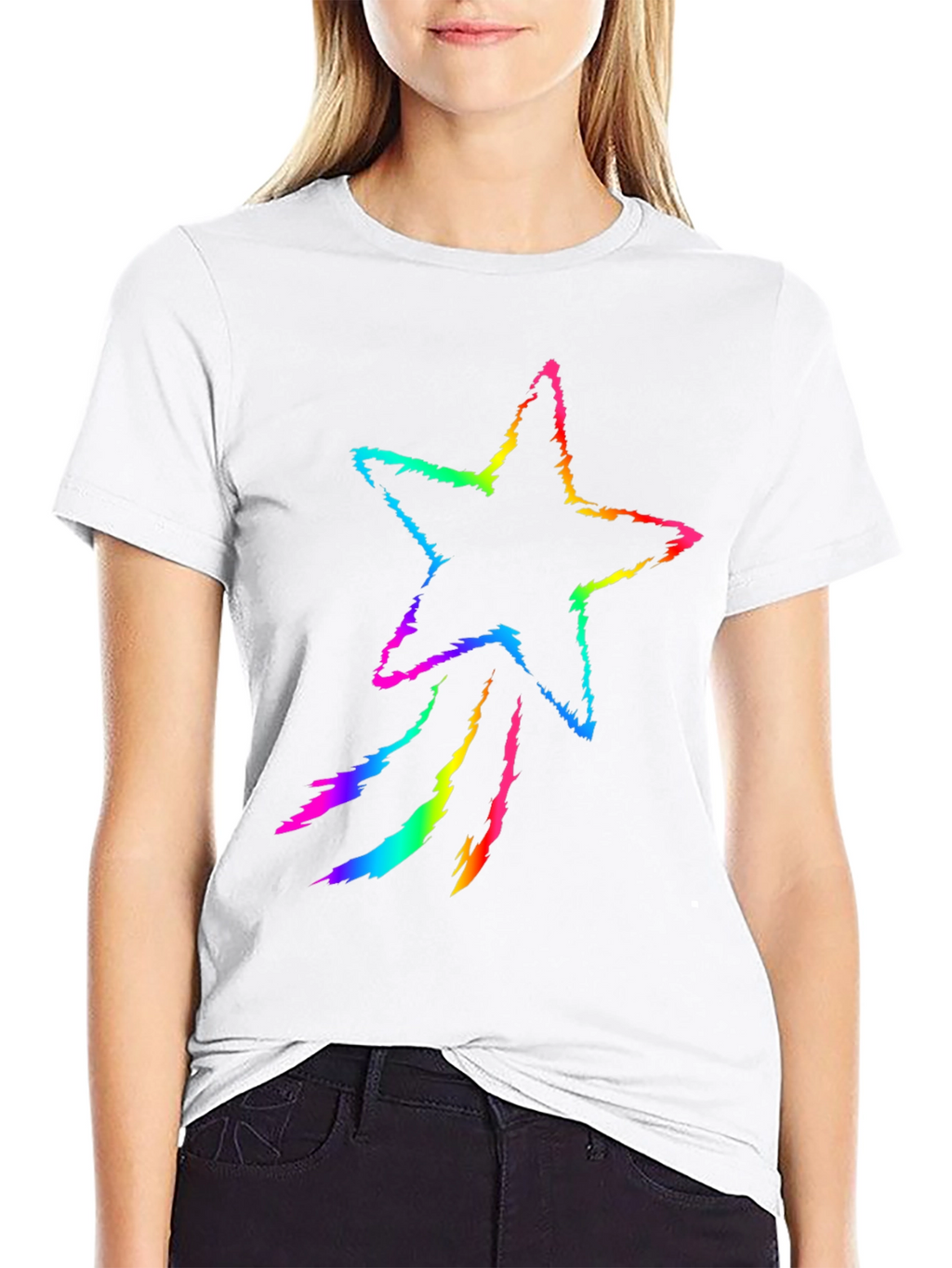 Rainbow Star Graphic Black T-Shirt