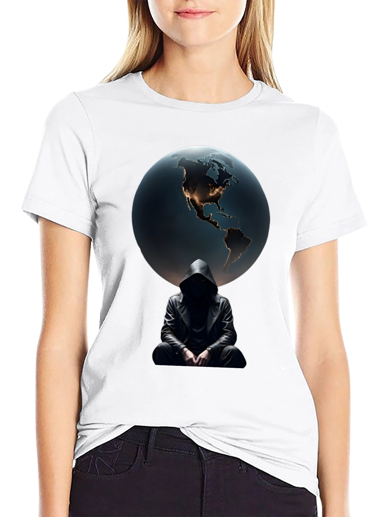 Earth & Shadow Graphic T-Shirt - Mens Black Tee
