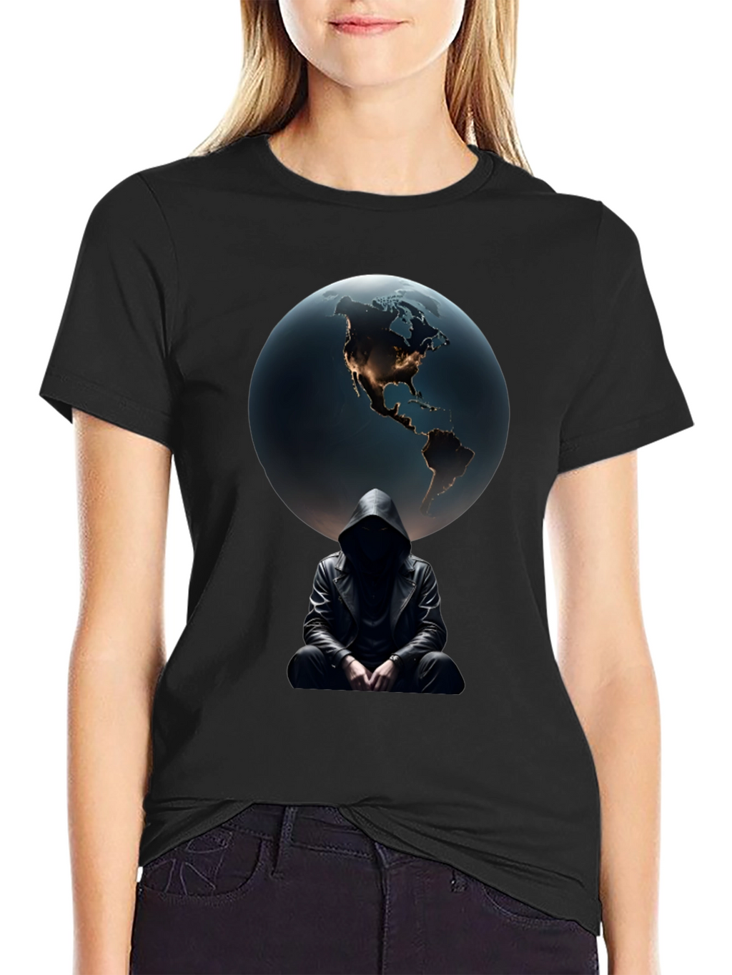 Earth & Shadow Graphic T-Shirt - Mens Black Tee