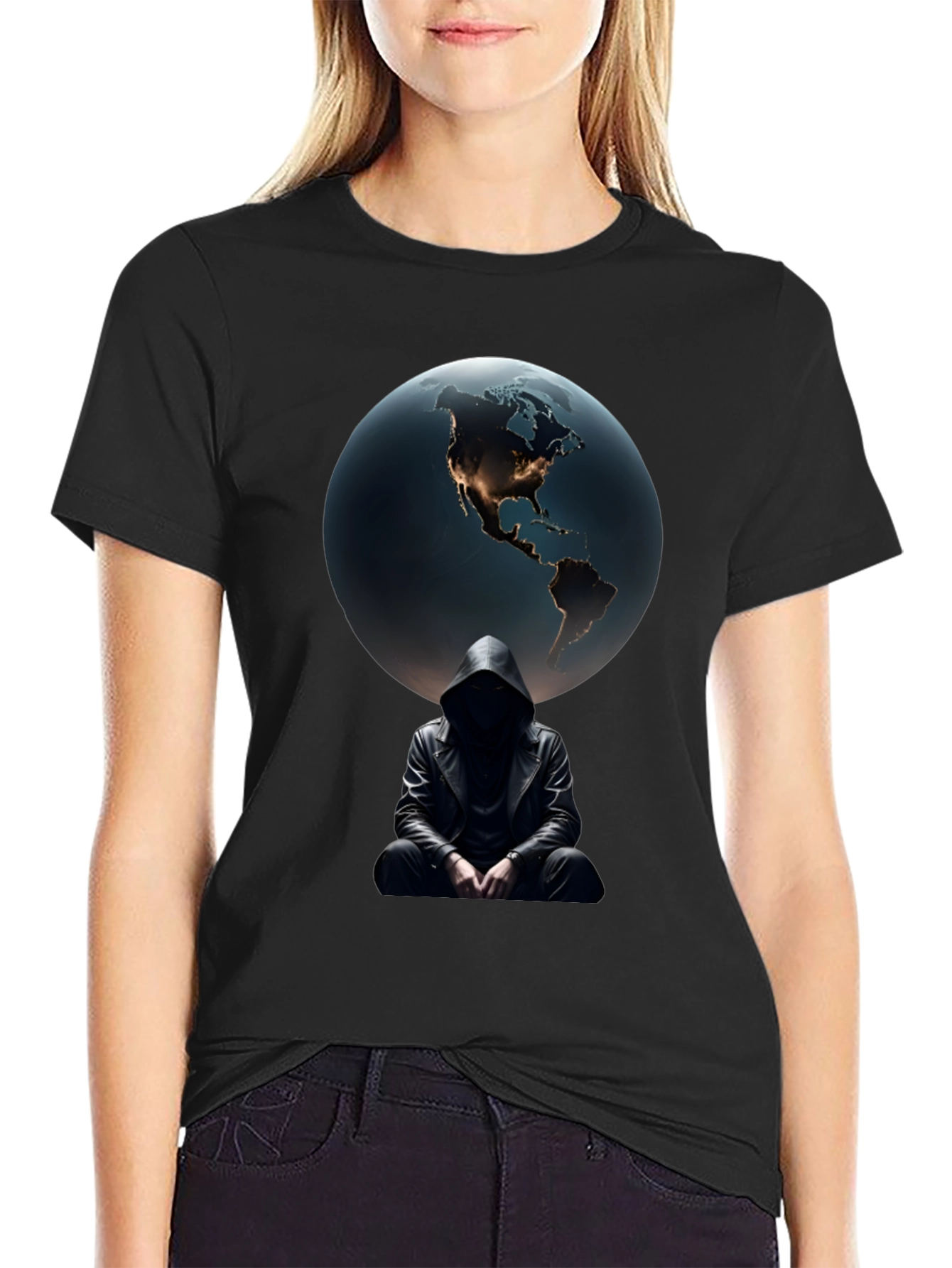 Earth & Shadow Graphic T-Shirt - Mens Black Tee