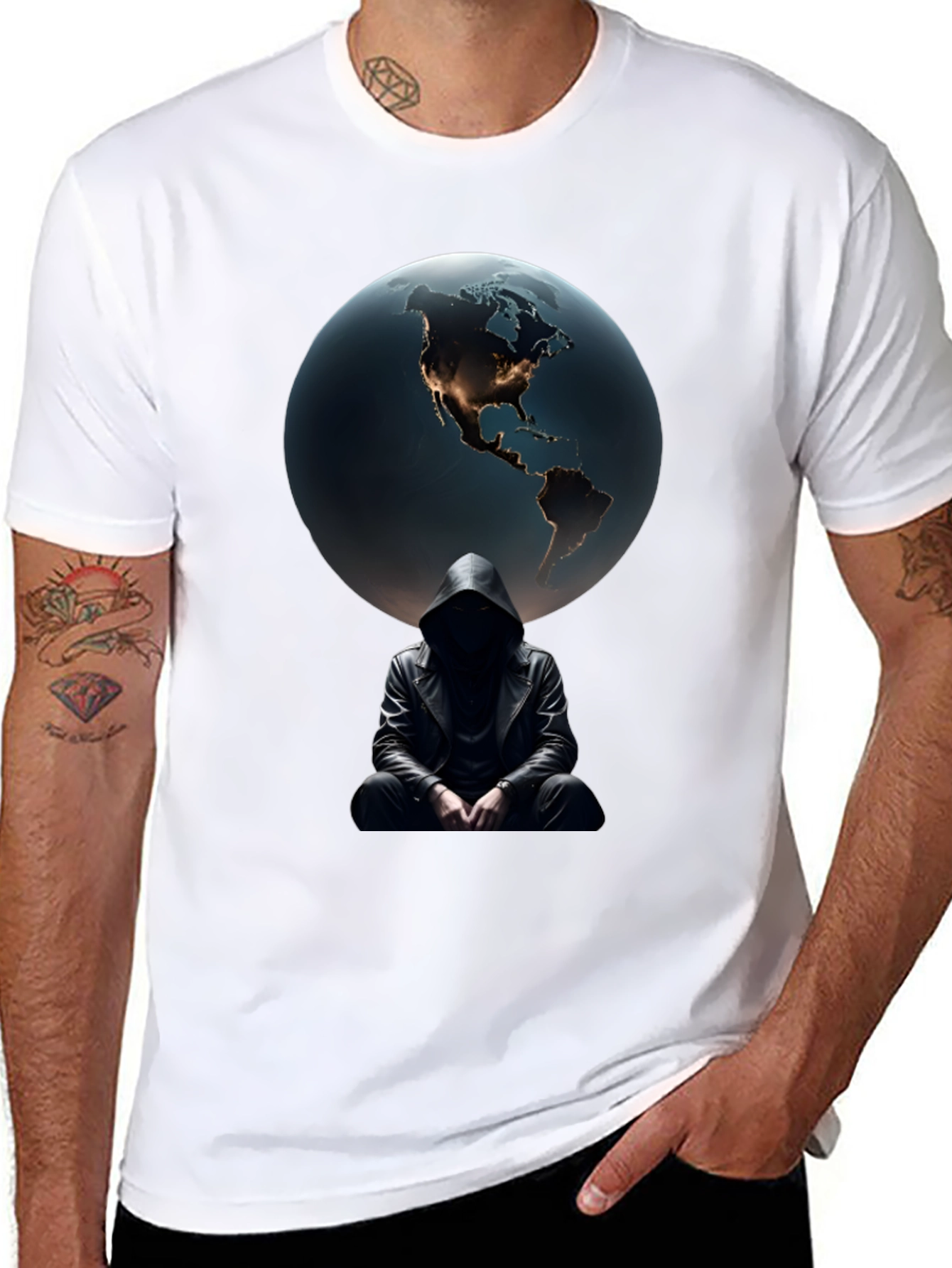 Earth & Shadow Graphic T-Shirt - Mens Black Tee
