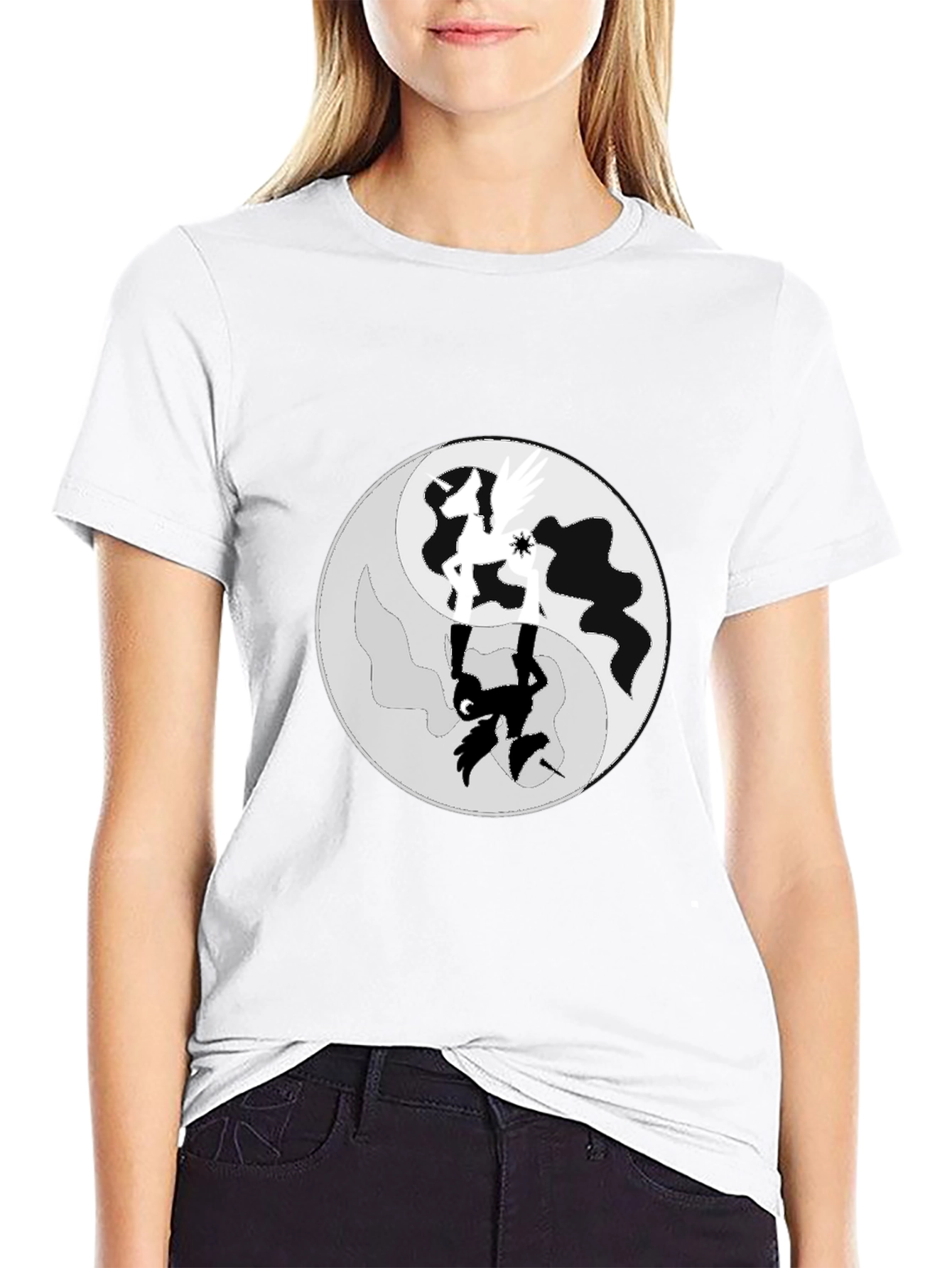 Yin Yang Horse Graphic T-Shirt