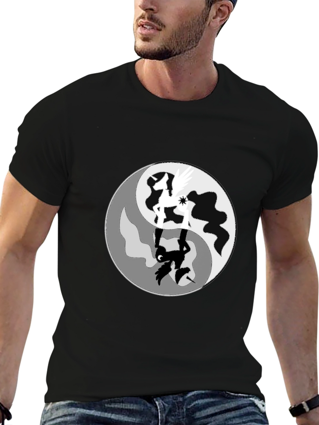 Yin Yang Horse Graphic T-Shirt