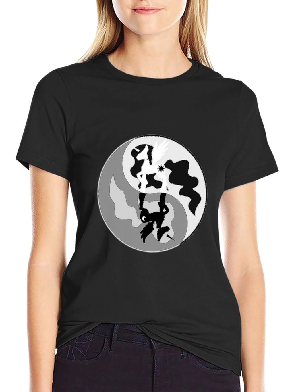 Yin Yang Horse Graphic T-Shirt